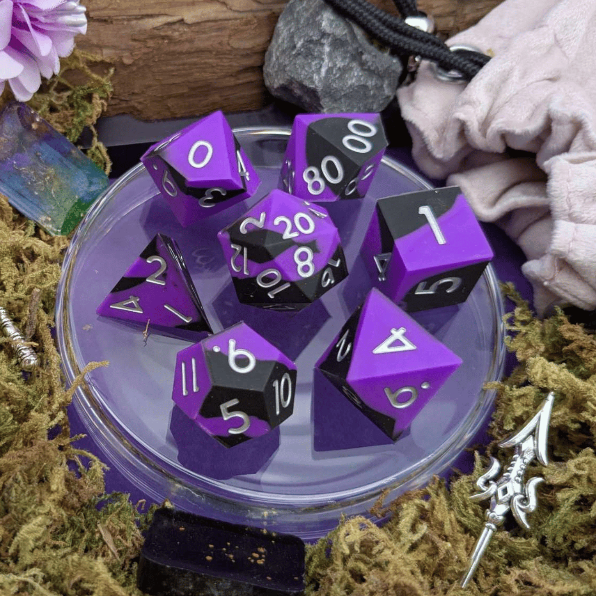 Sneak Attack | Purple and Black Silicone Dice Set