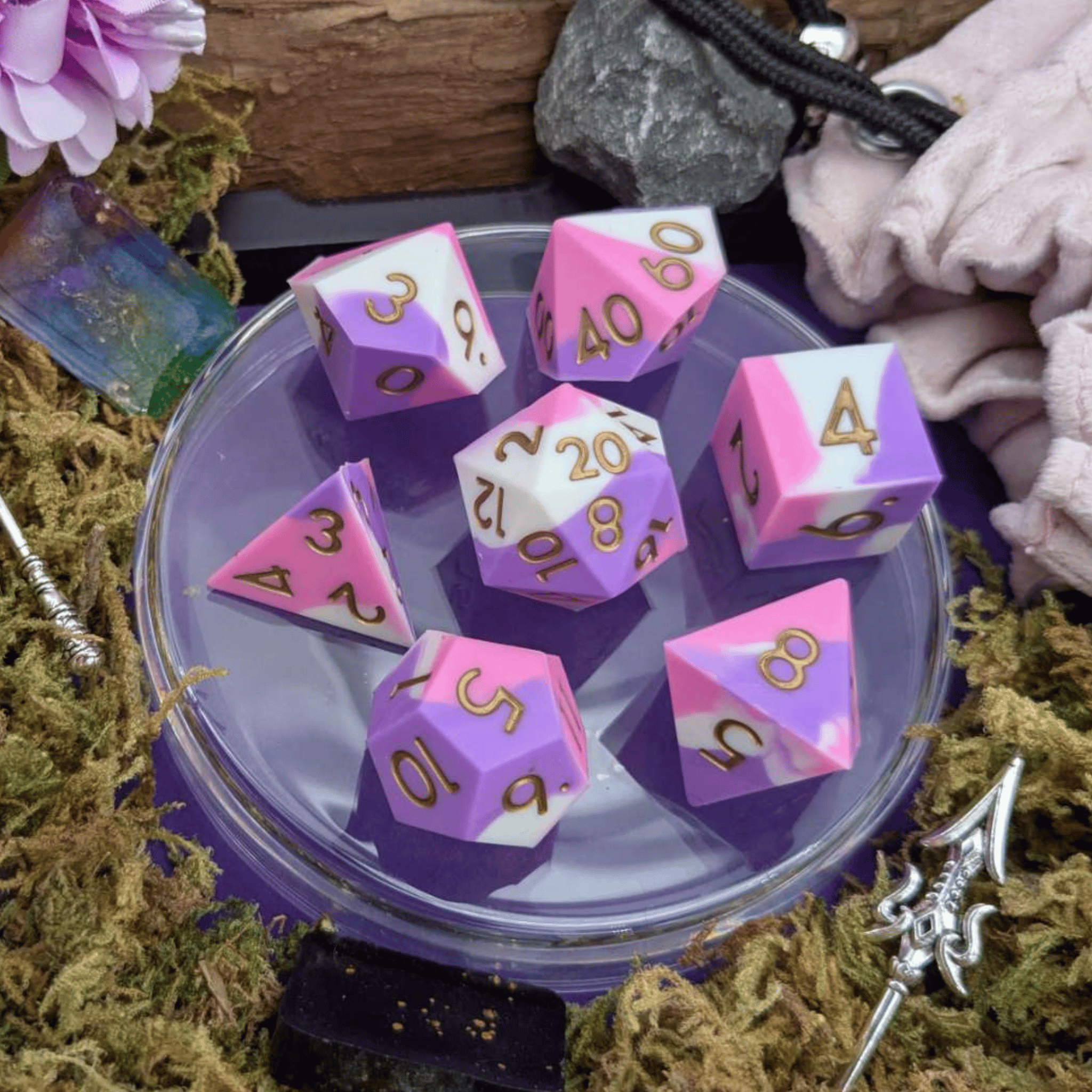 Sleep | Purple and White Silicone Dice Set