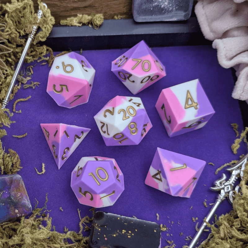 Sleep | Purple and White Silicone Dice Set