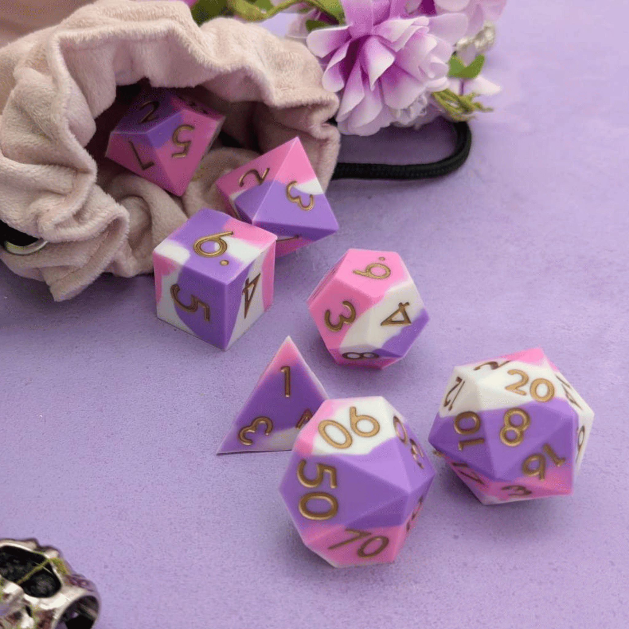 Sleep | Purple and White Silicone Dice Set