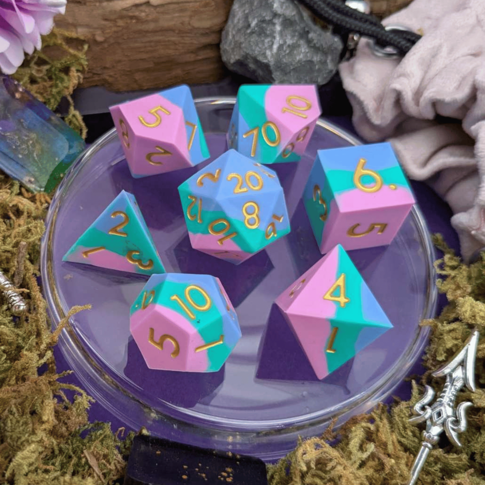 Fog Cloud | Blue and Green Silicone Dice Set