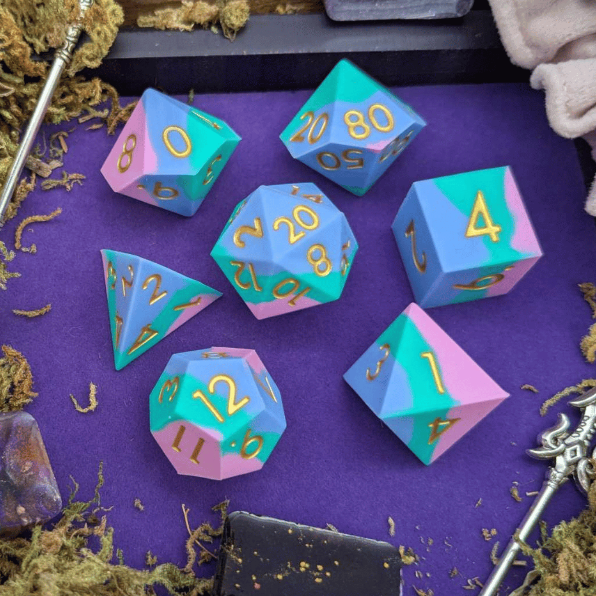 Fog Cloud | Blue and Green Silicone Dice Set