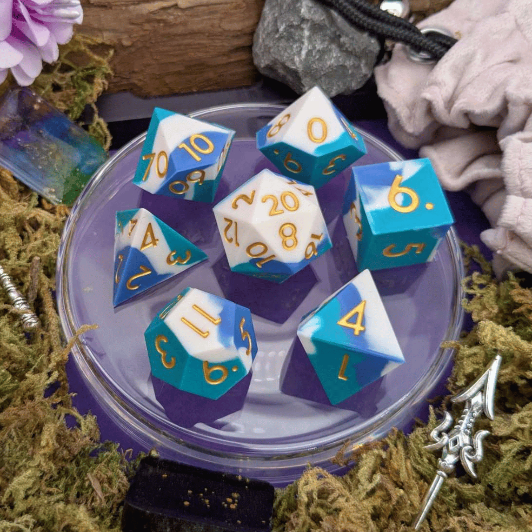 Storm Herald | Blue and White Silicone Dice Set
