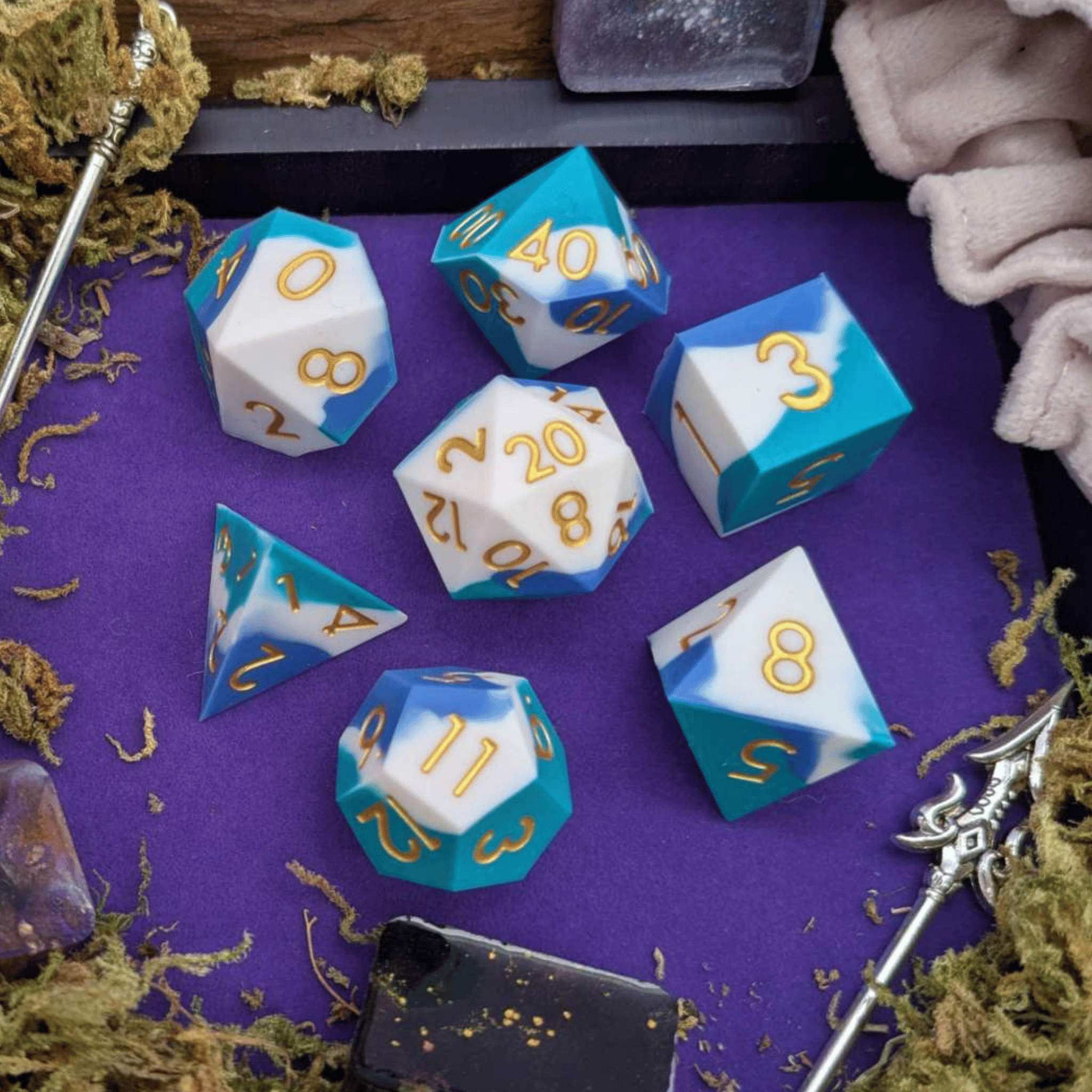 Storm Herald | Blue and White Silicone Dice Set
