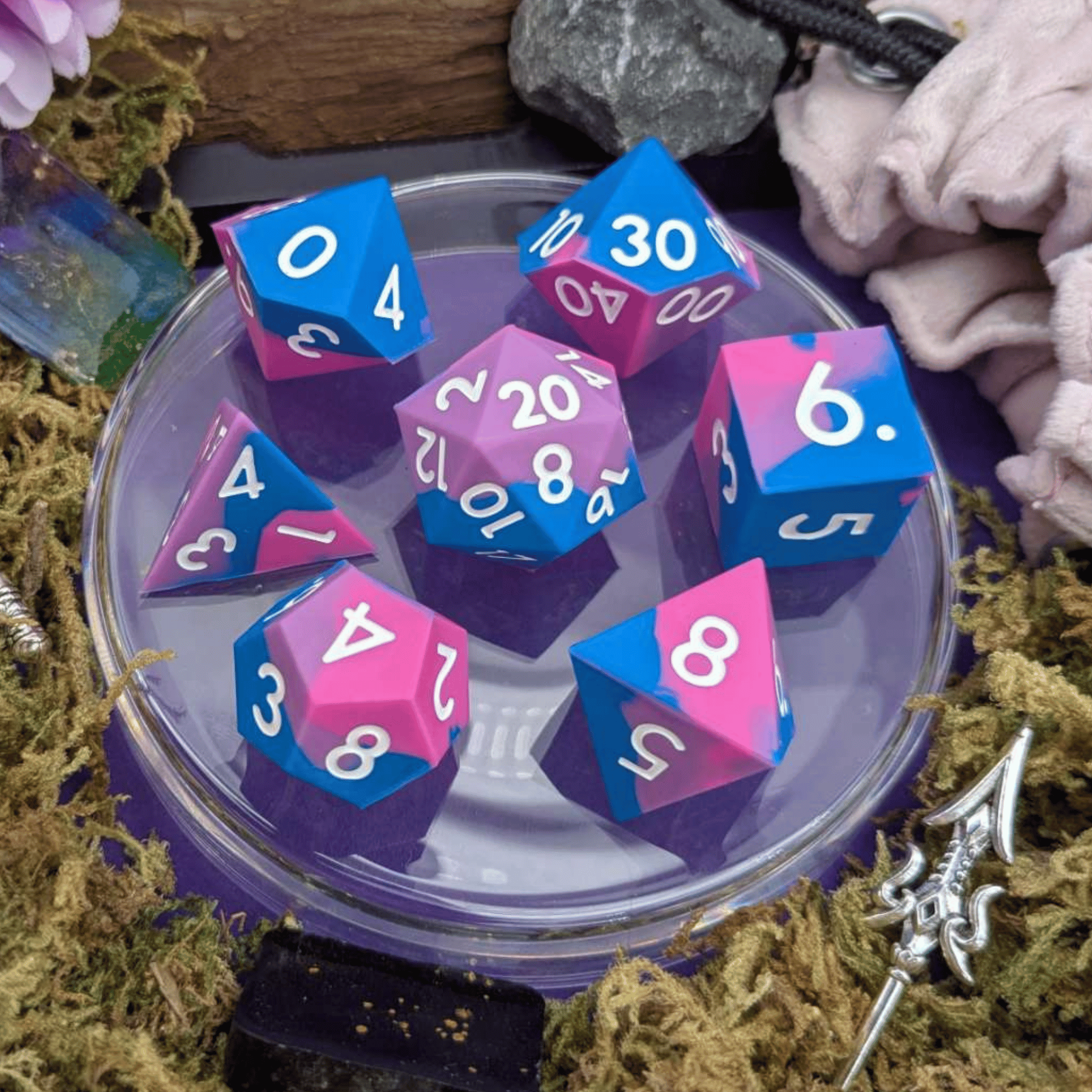 Charm | Blue and Pink Silicone Dice Set