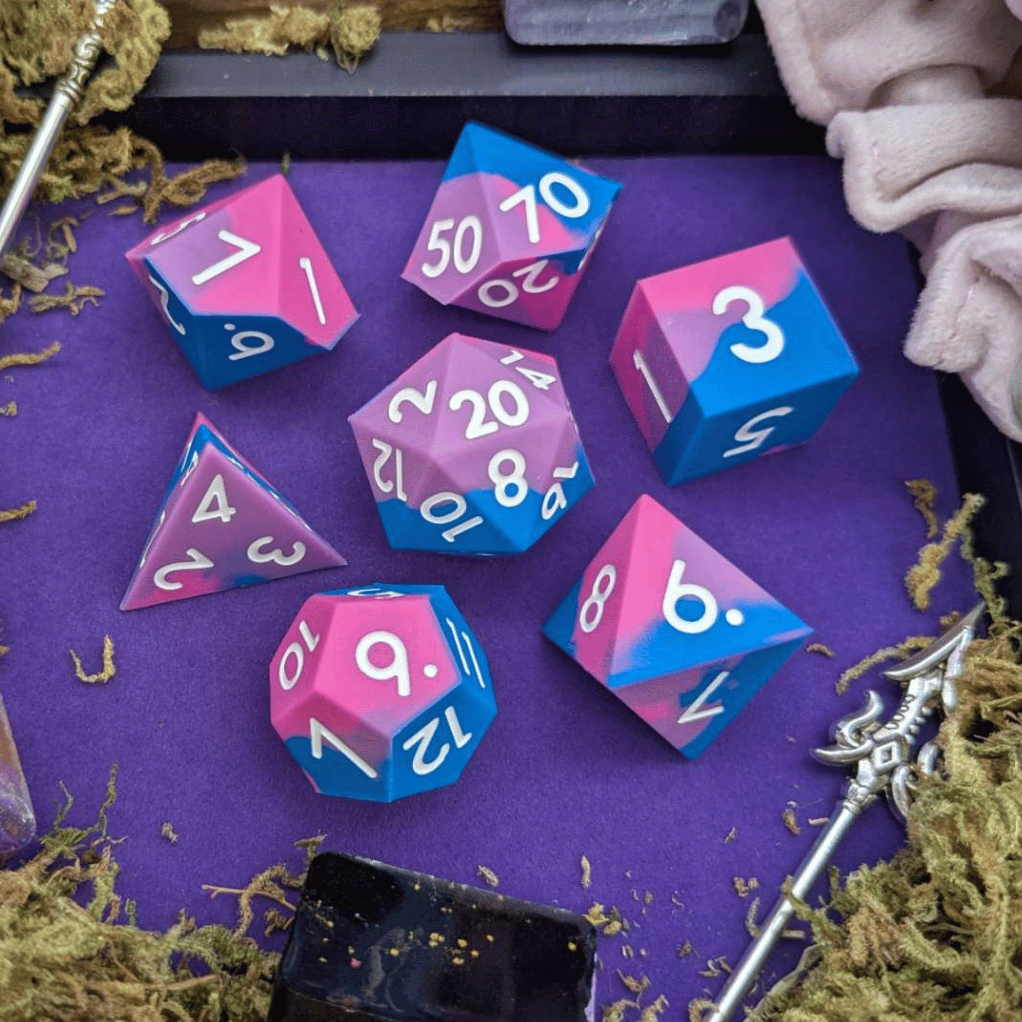 Charm | Blue and Pink Silicone Dice Set