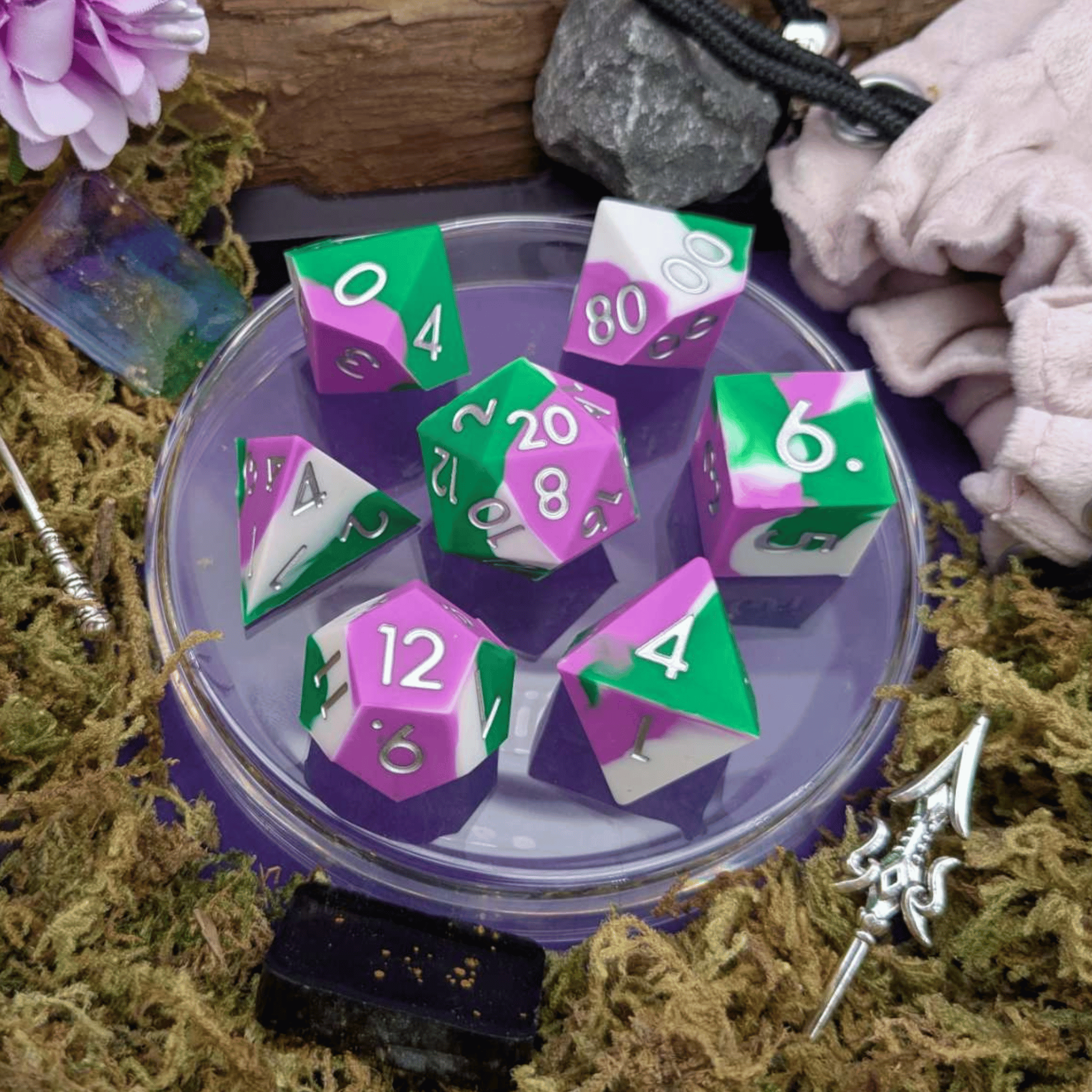 Acid Arrow | Green and Purple Silicone Dice Set
