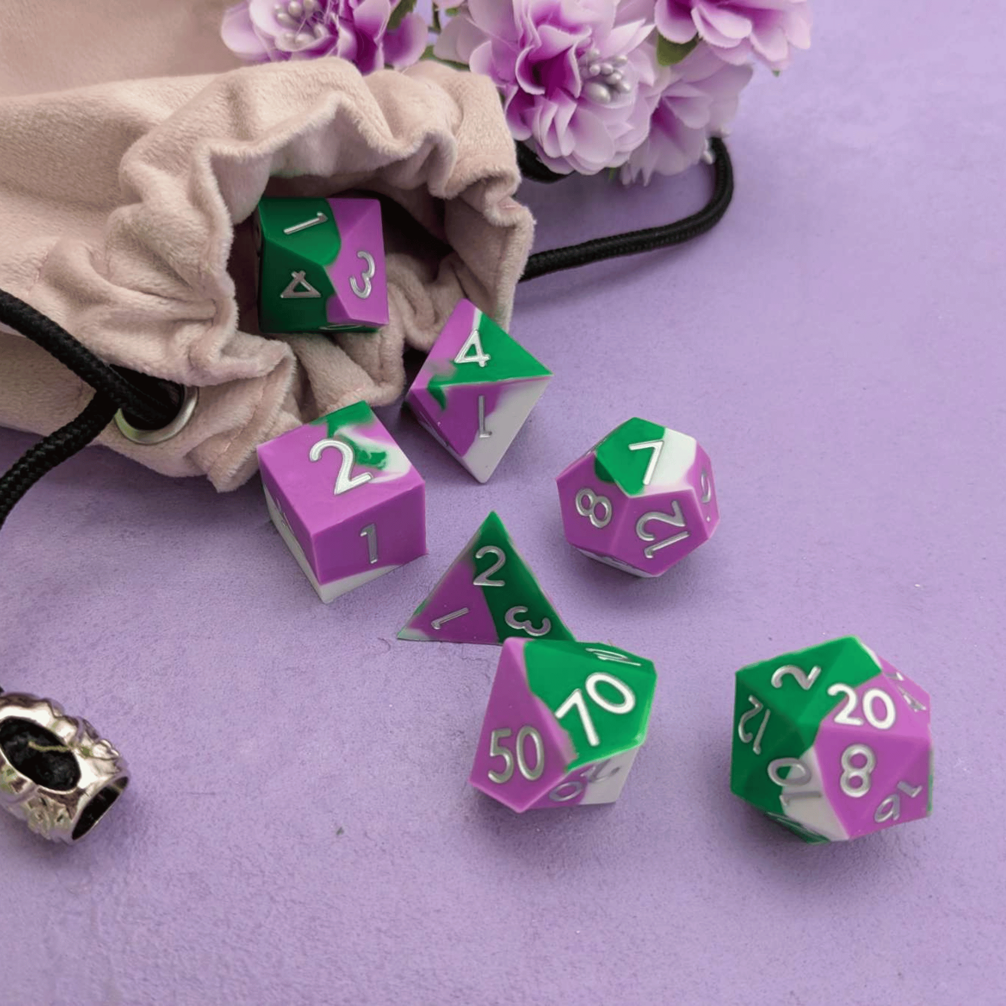 Acid Arrow | Green and Purple Silicone Dice Set