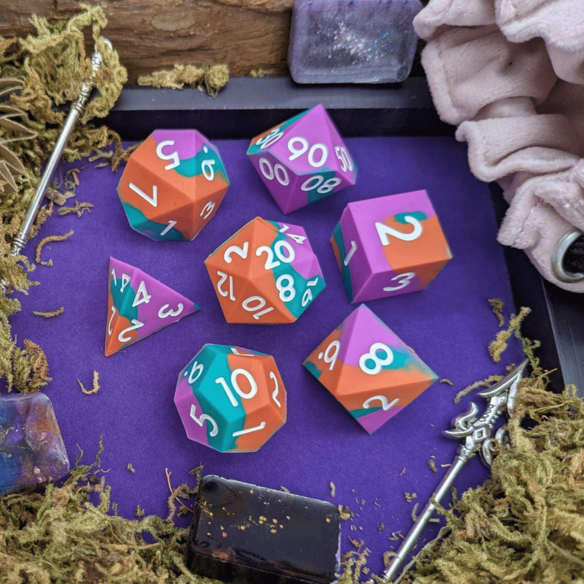 Dragon's Breath | Orange and Pink Silicone Dice Set