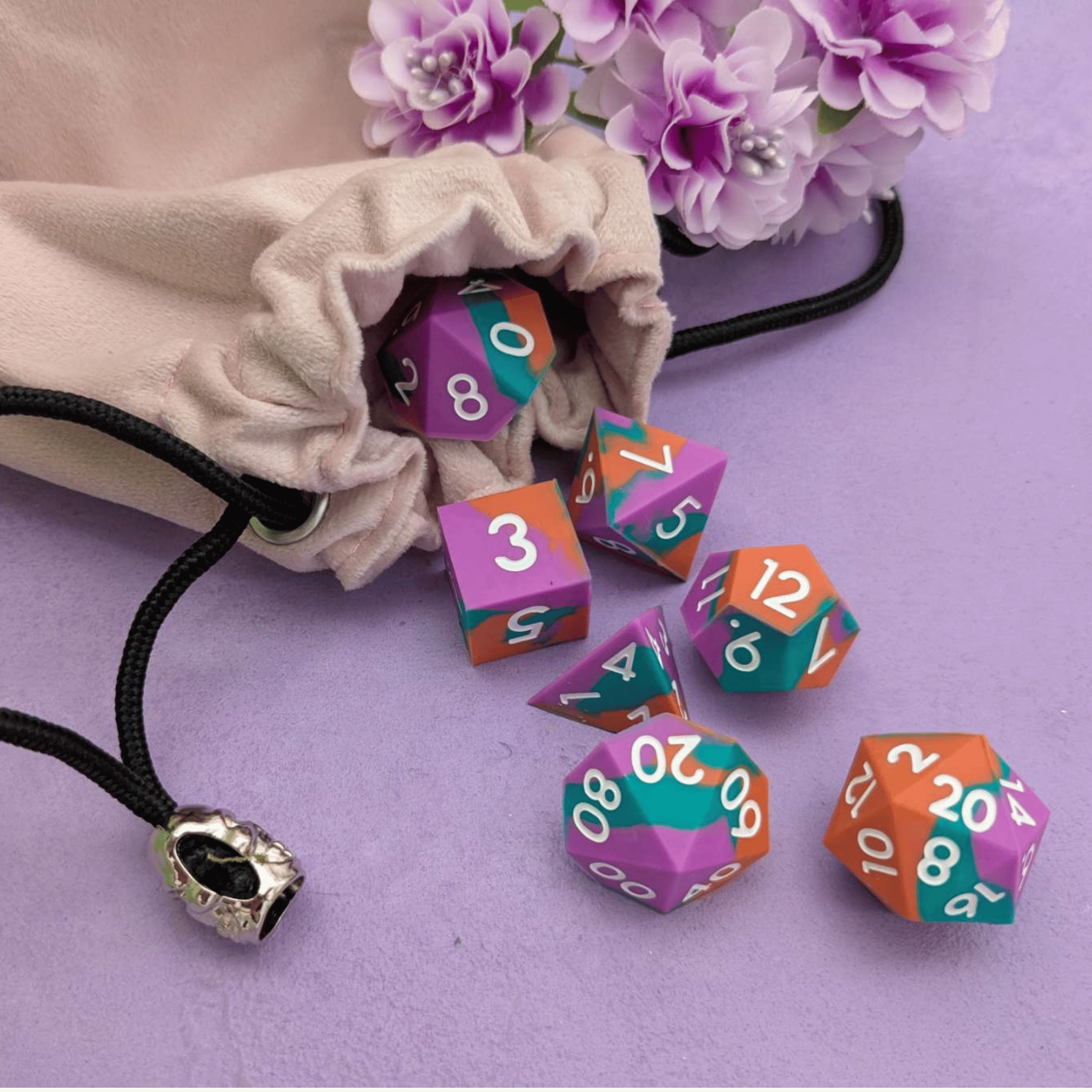 Dragon's Breath | Orange and Pink Silicone Dice Set