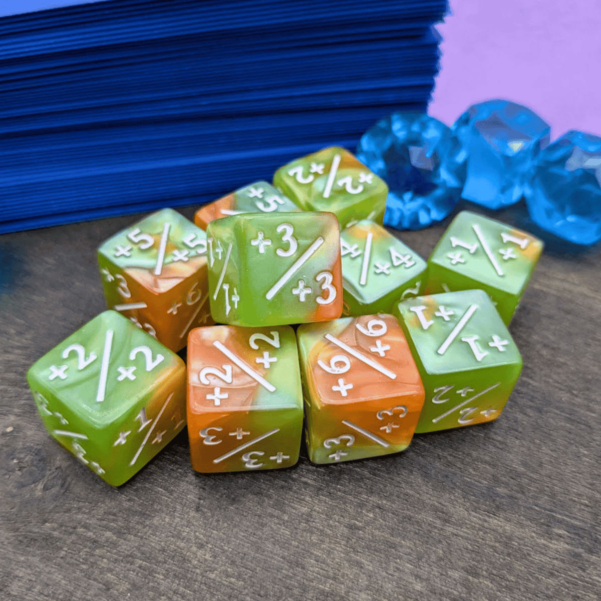 Orange Lime Simple Counter Dice +/+