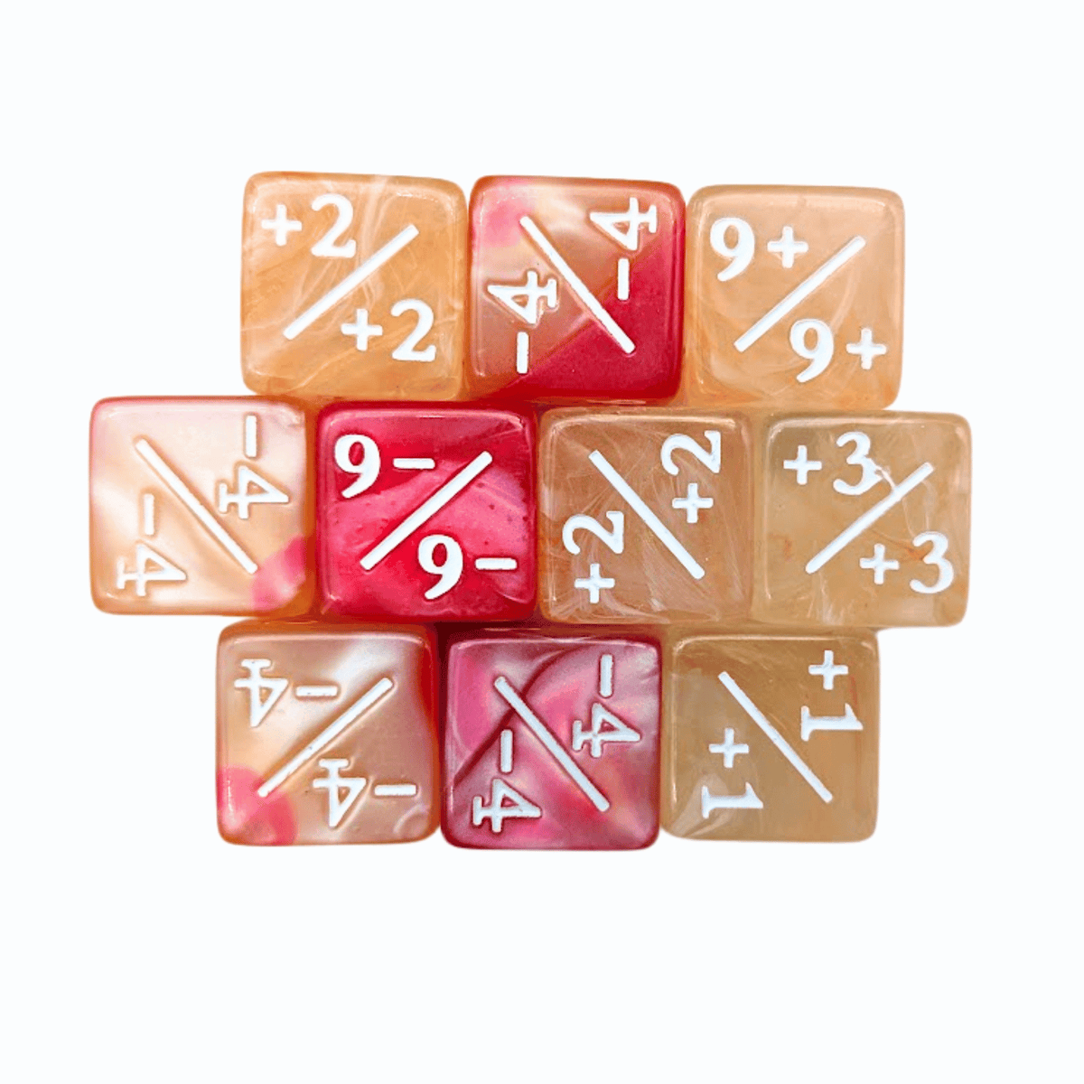 Pink White Ethereal Counter Dice +/-