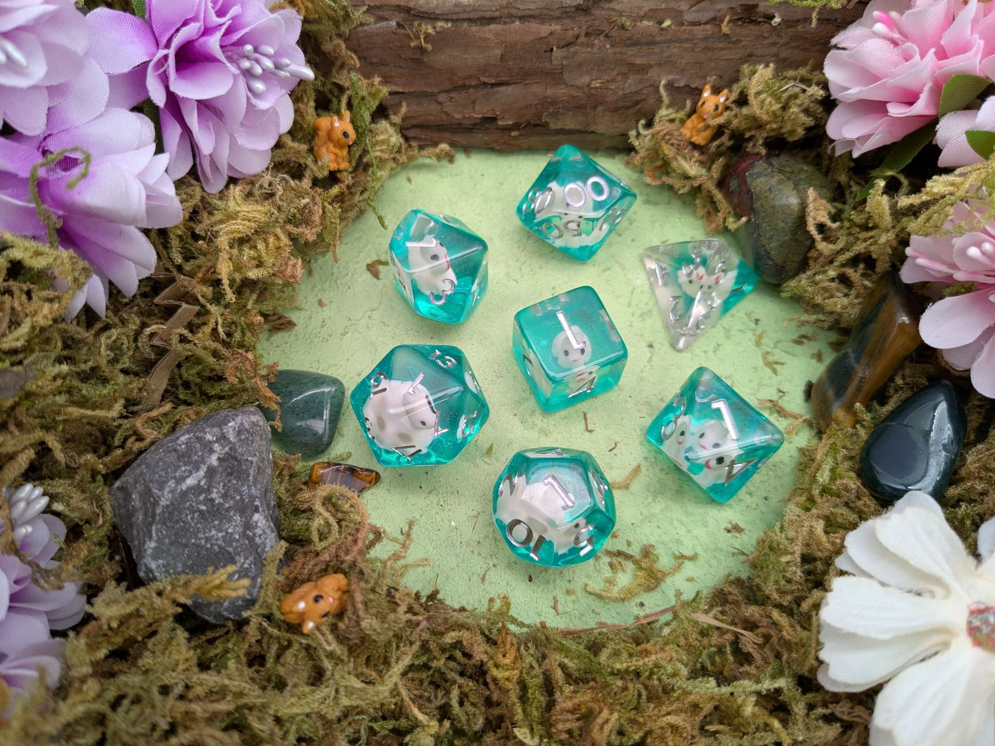 Green Bunny Inclusion Dice Set