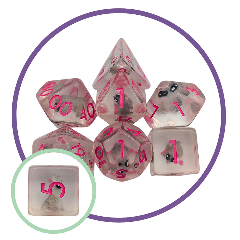 Pink Bunny Inclusion Dice Set