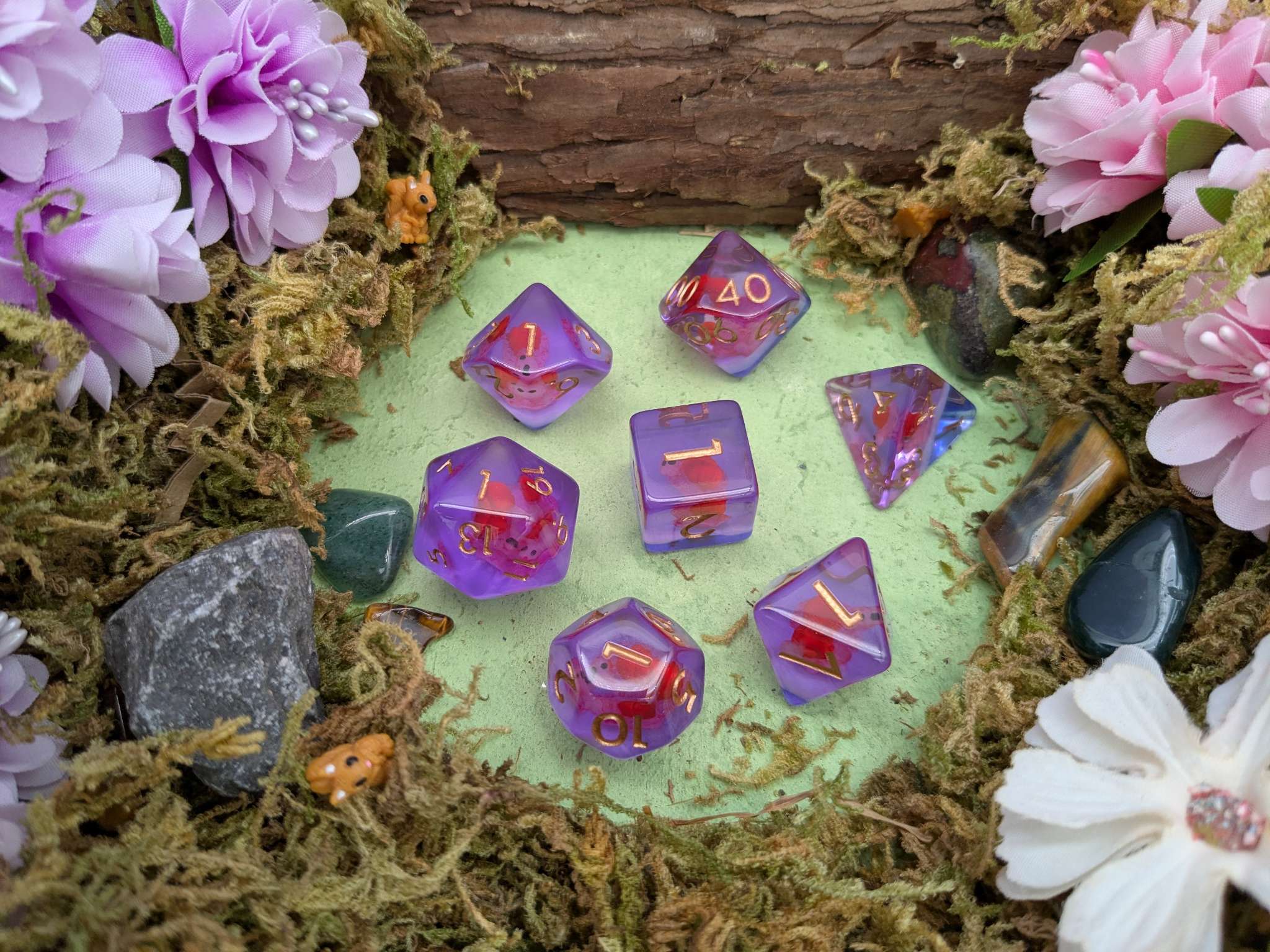 Pink Snails Dice Set