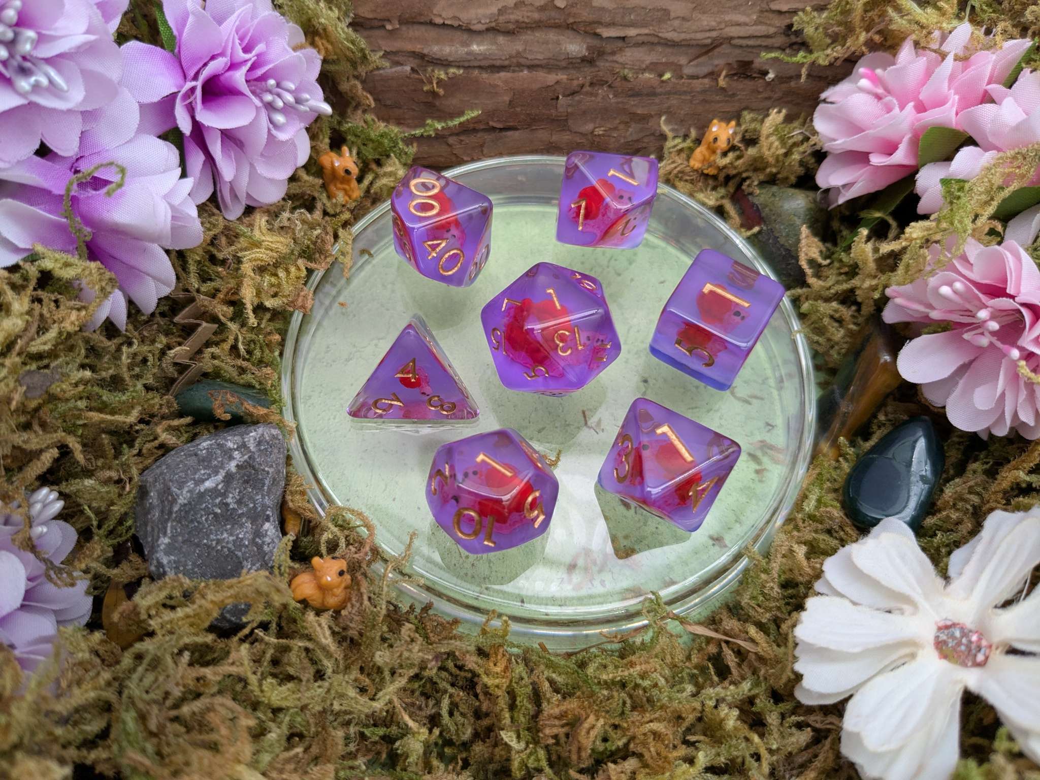 Pink Snails Dice Set