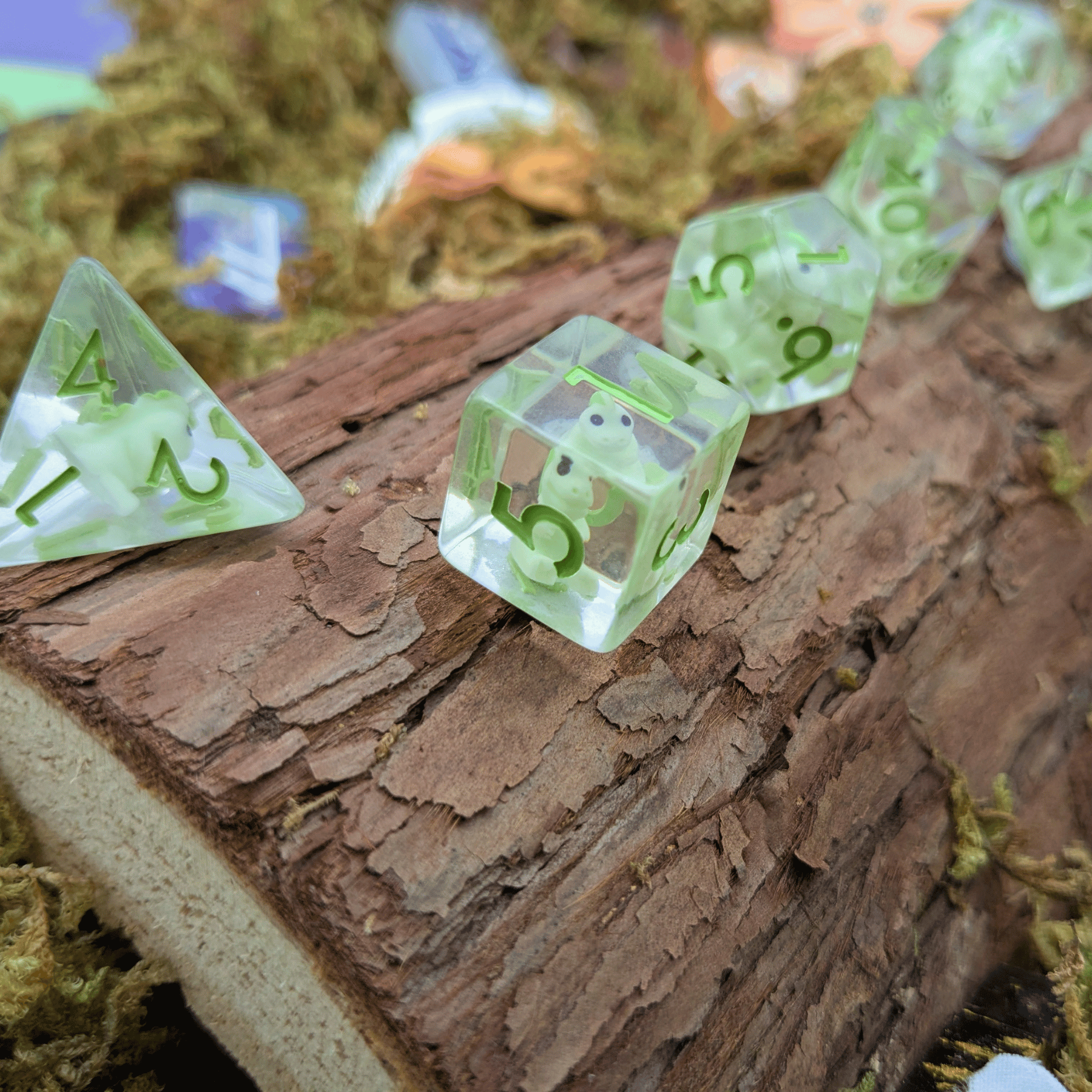 Green T-Rex Inclusion Dice Set