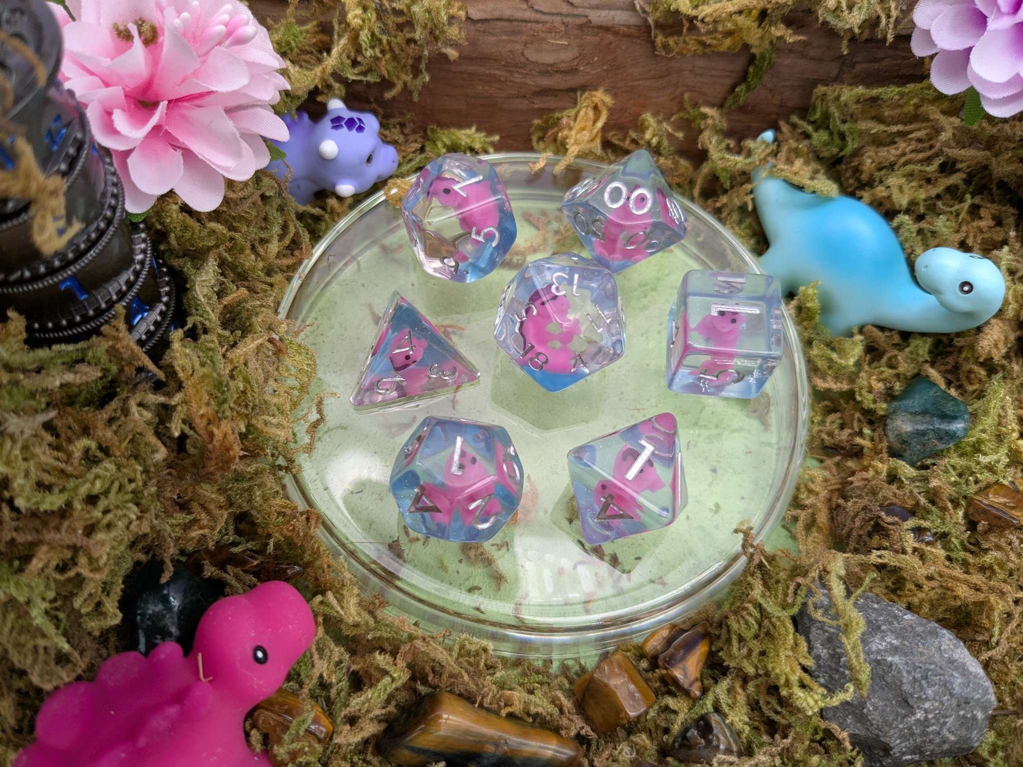 Pink T-Rex Inclusion Dice Set