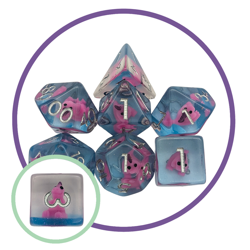 Pink T-Rex Inclusion Dice Set