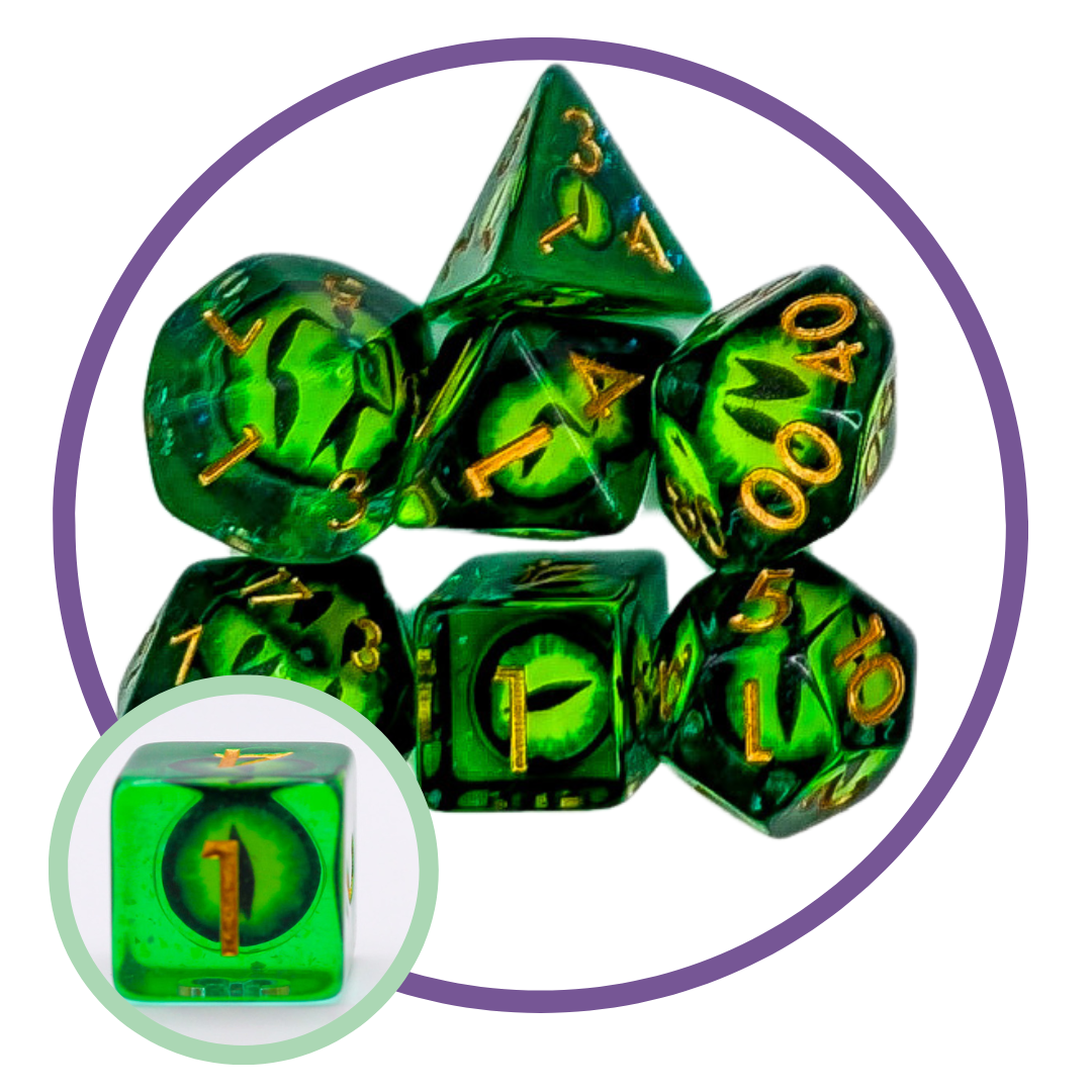 Acid Dragon Eye Inclusion Dice Set