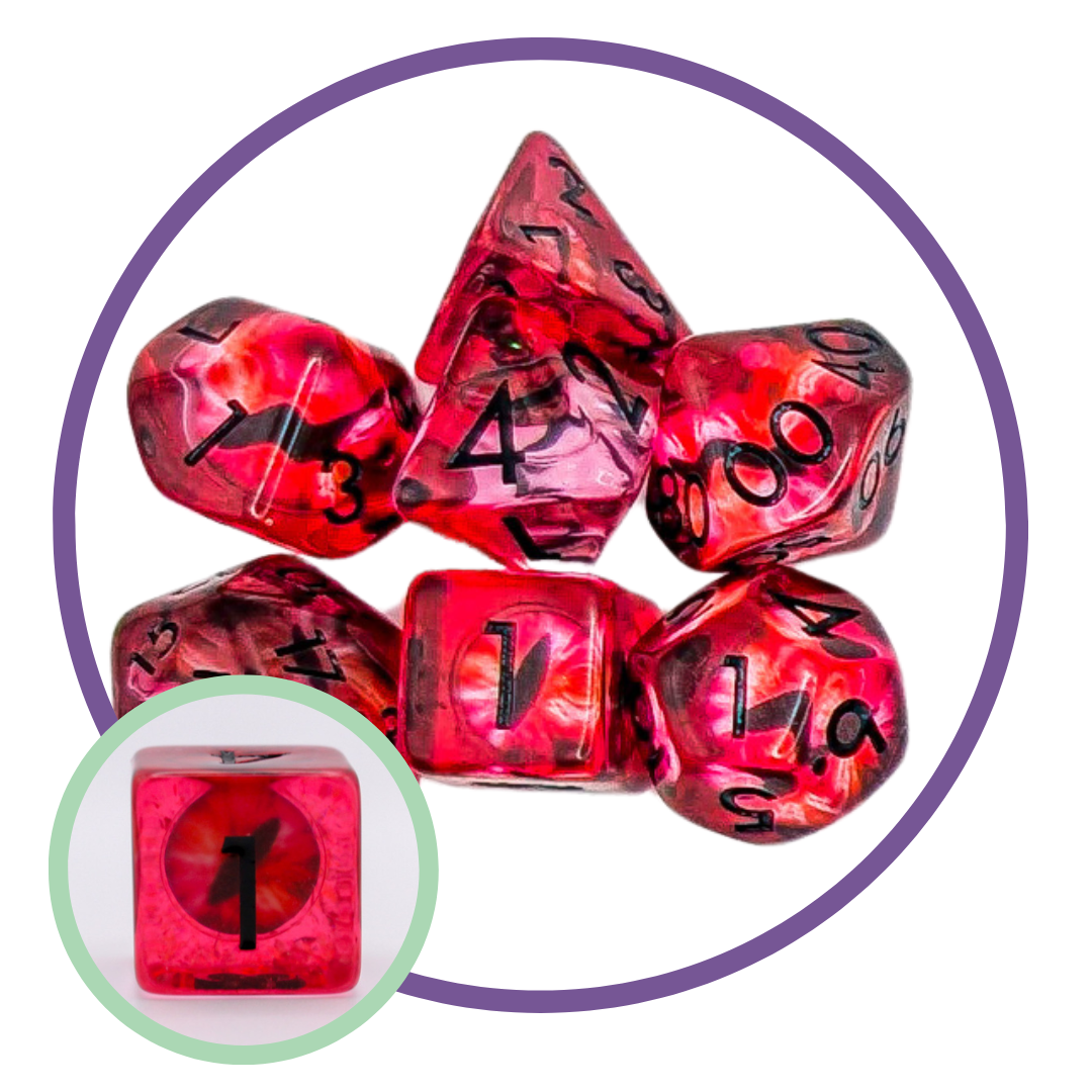 Fire Dragon Eye Inclusion Dice Set