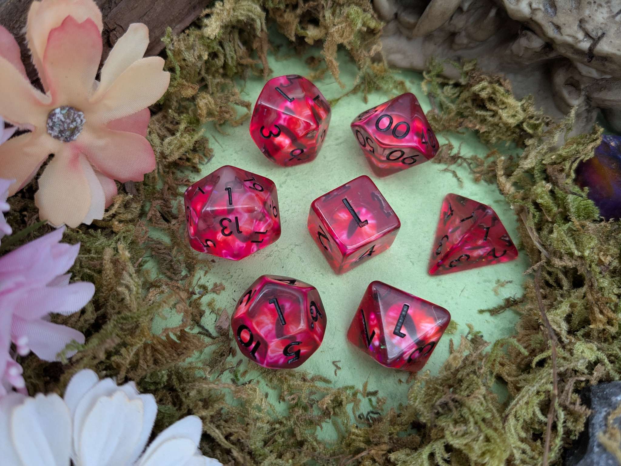Fire Dragon Eye Inclusion Dice Set