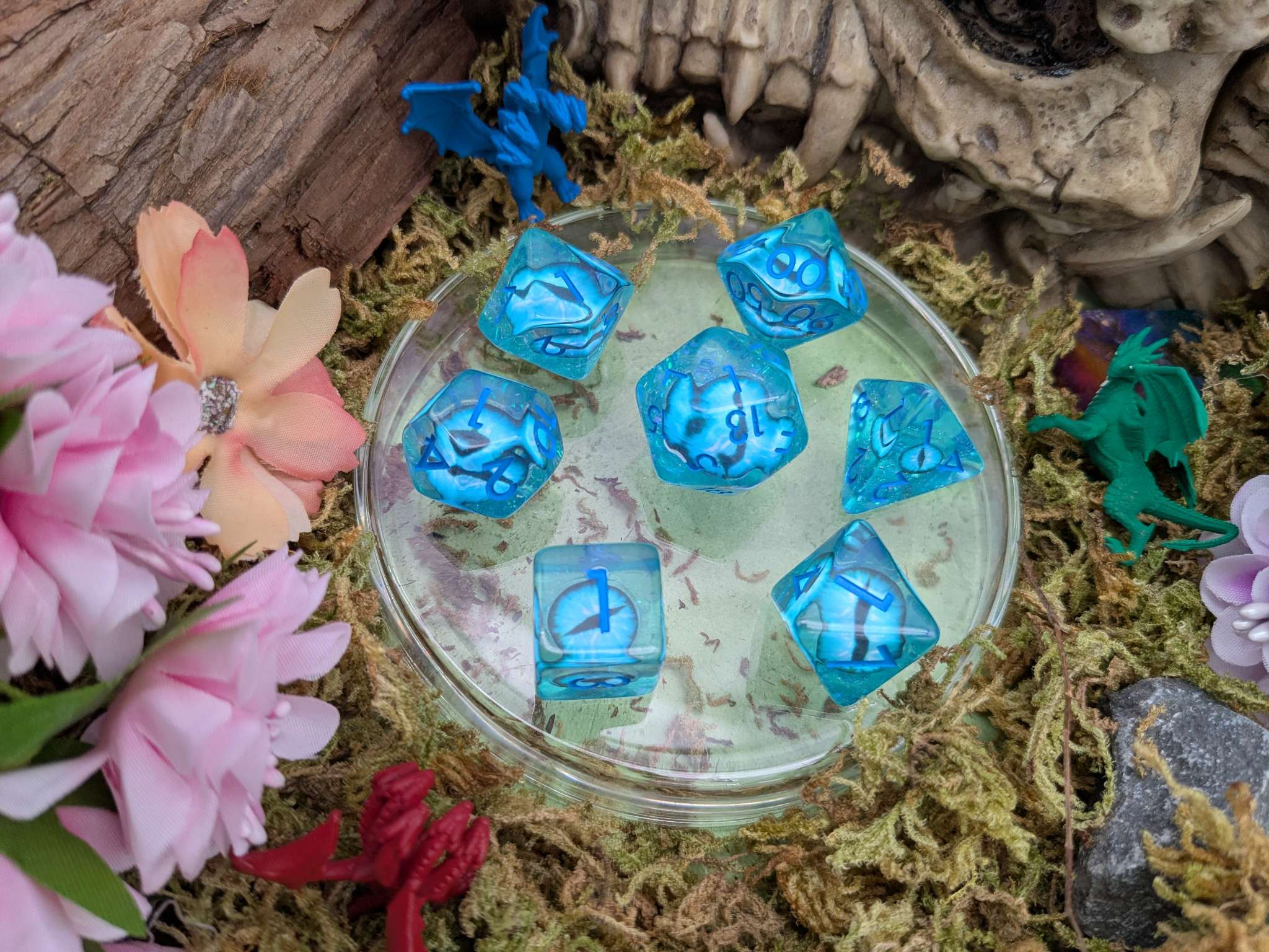 Icy Blue Dragon Eye Dice Set