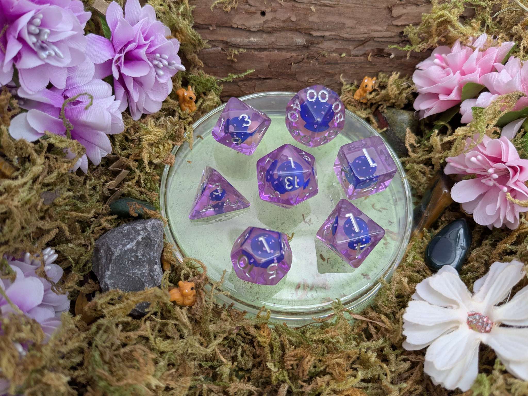 Dark Blue Capped Mushrooms Inclusion Dice Set
