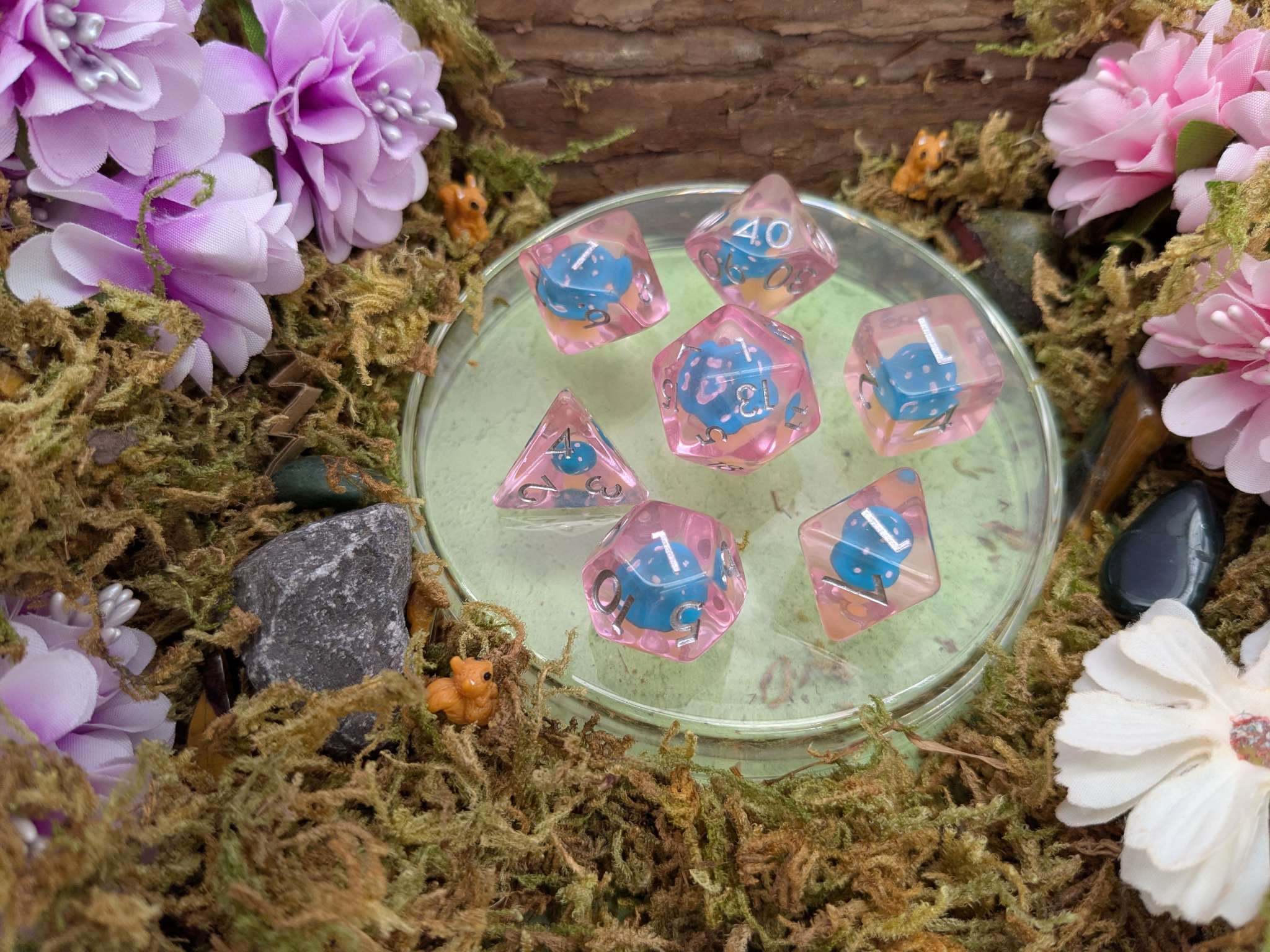 Light Blue Capped Mushrooms Inclusion Dice Set