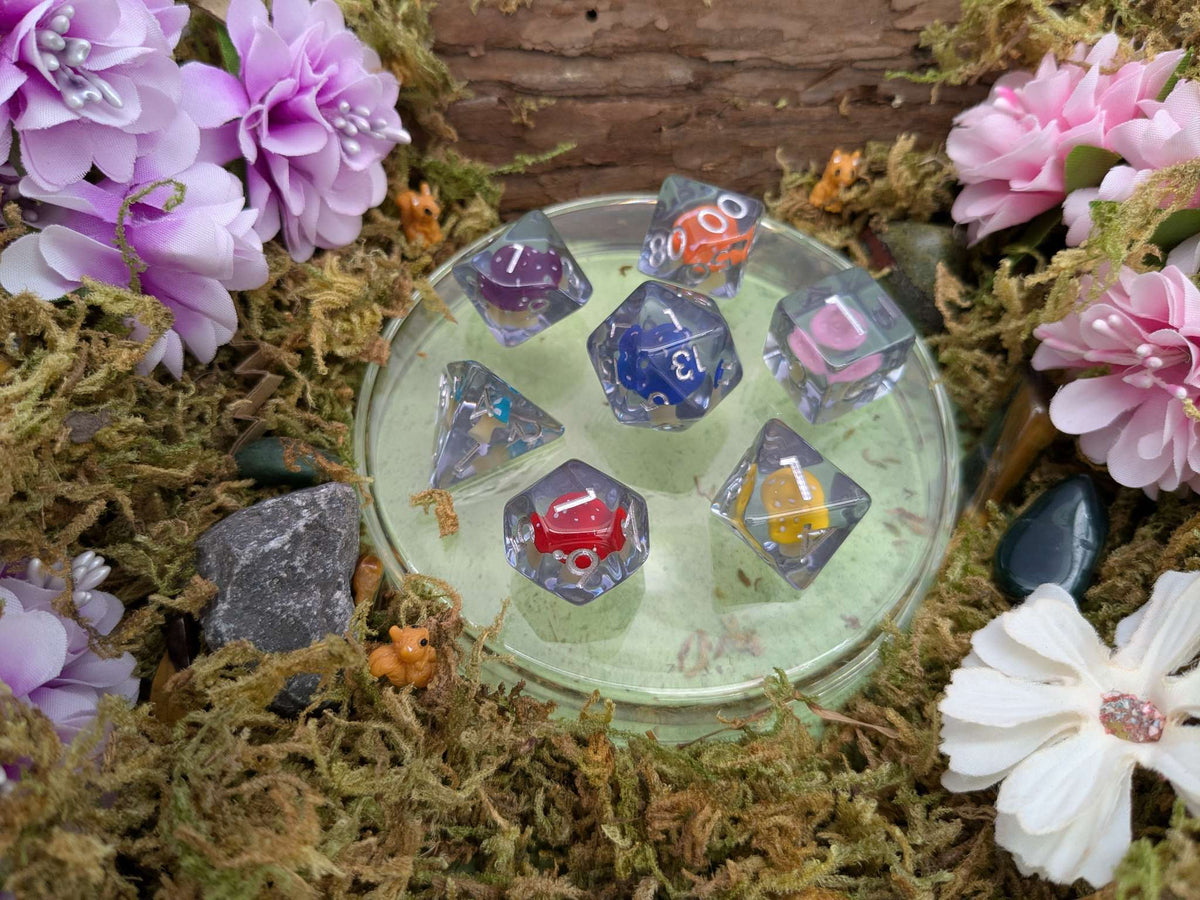 Multi-coloured Mushroom Dice Set