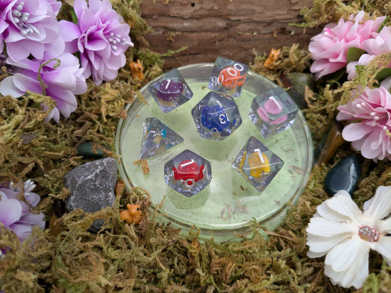 Multi-coloured Mushroom Dice Set