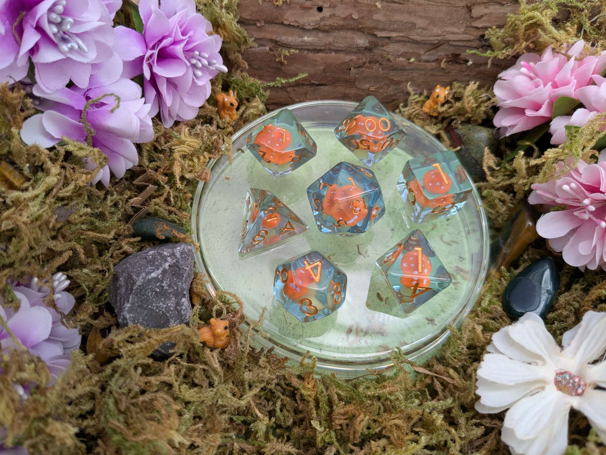 Orange Mushroom Dice Set