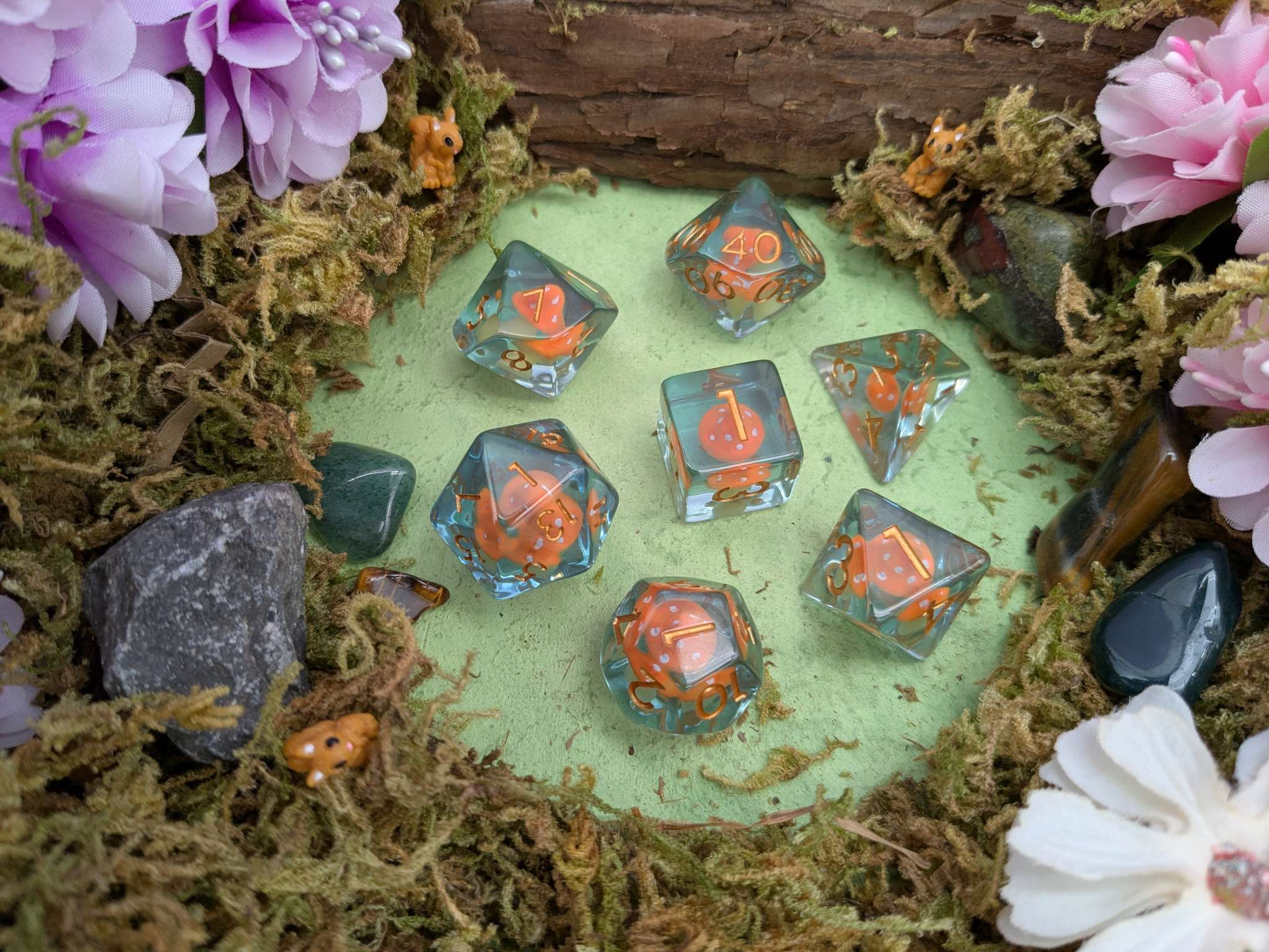 Orange Mushroom Dice Set