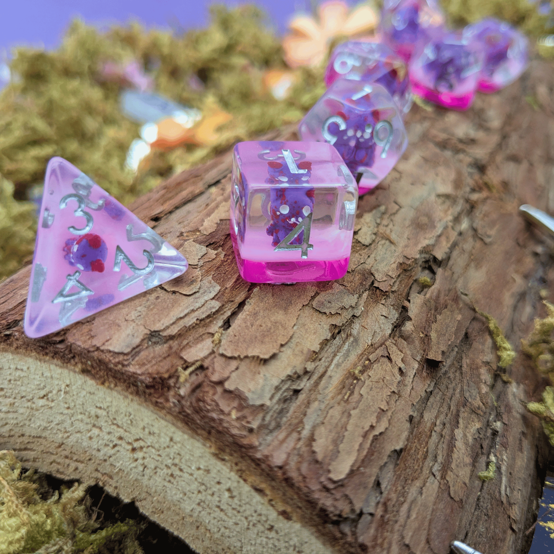 Pink Devil Inclusion Dice Set