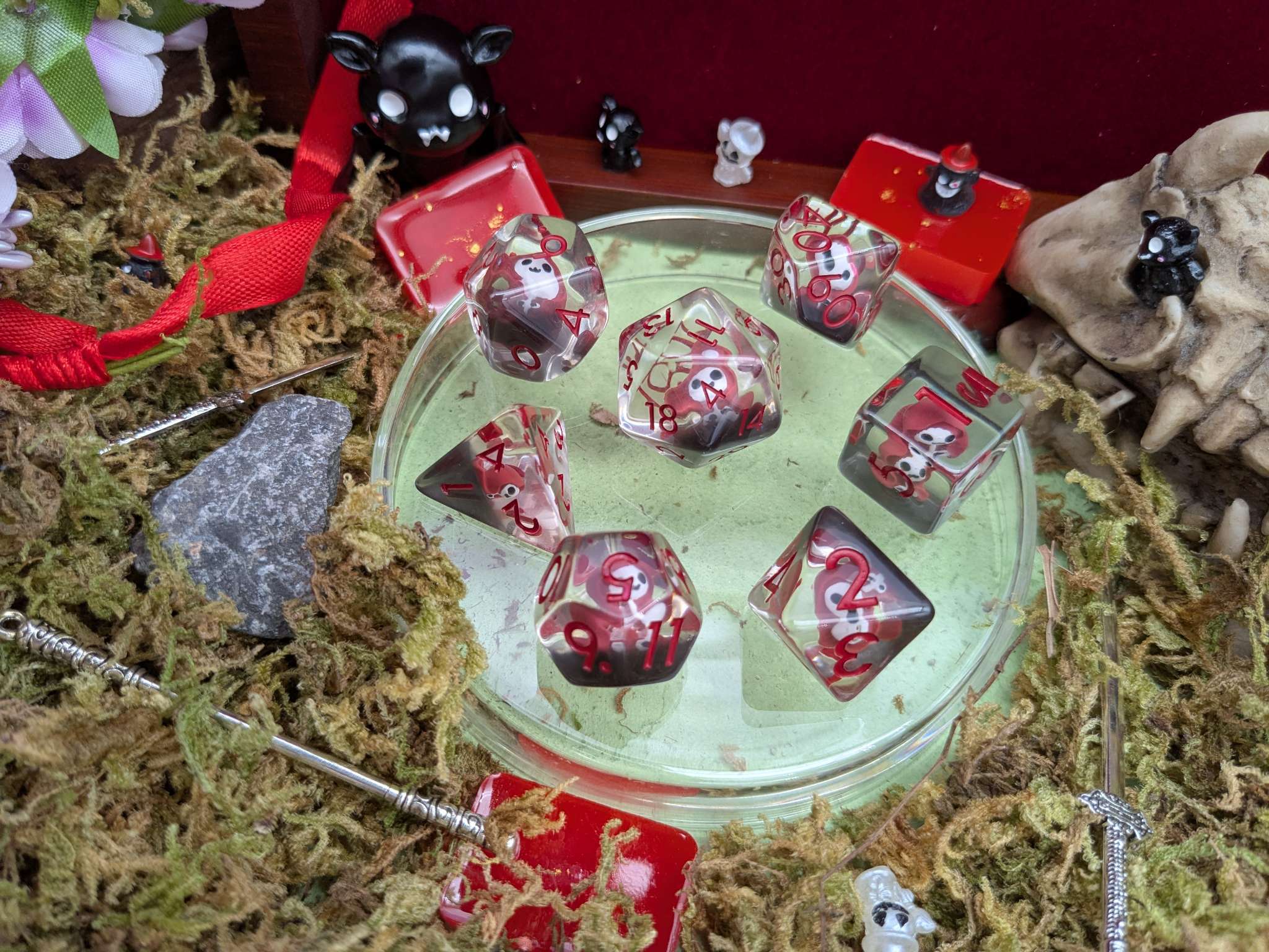 Red Grim Reaper Inclusion Dice Set