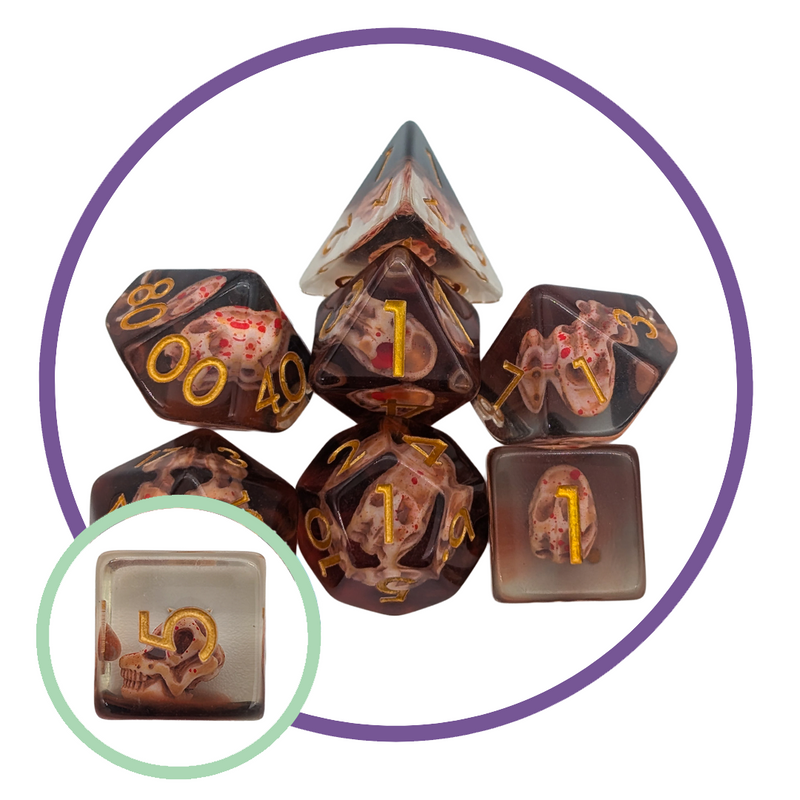 Dinosaur Skull Inclusion Dice Set