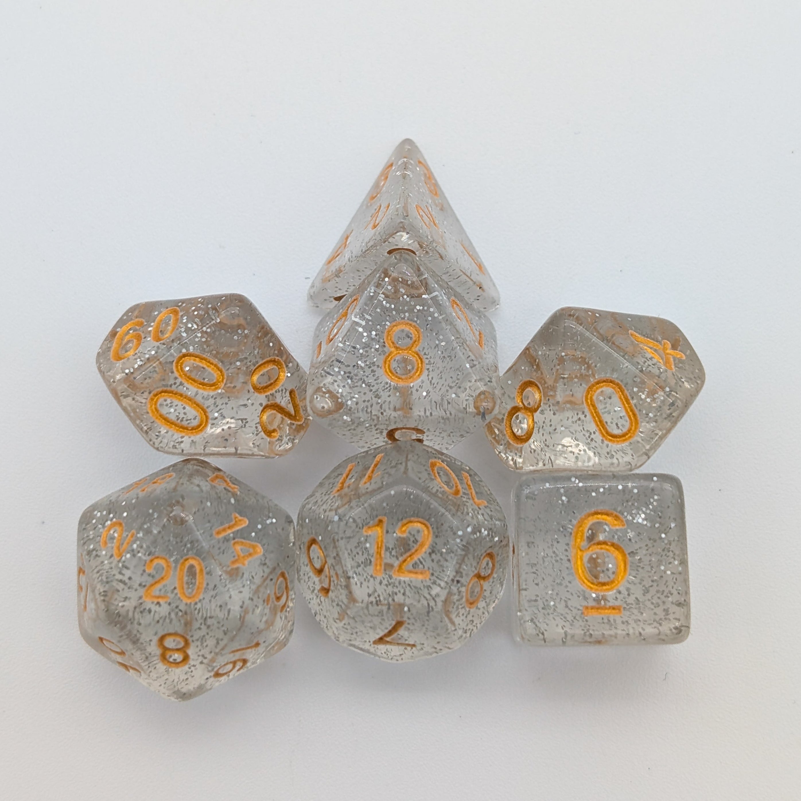 Silver and Gold Glitter Dice Set