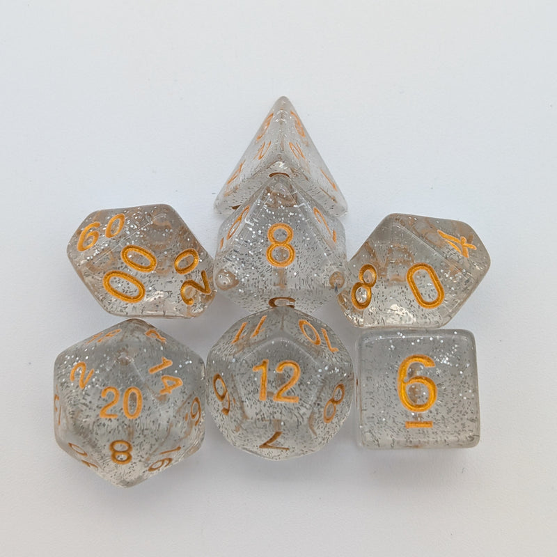 Silver and Gold Glitter Dice Set