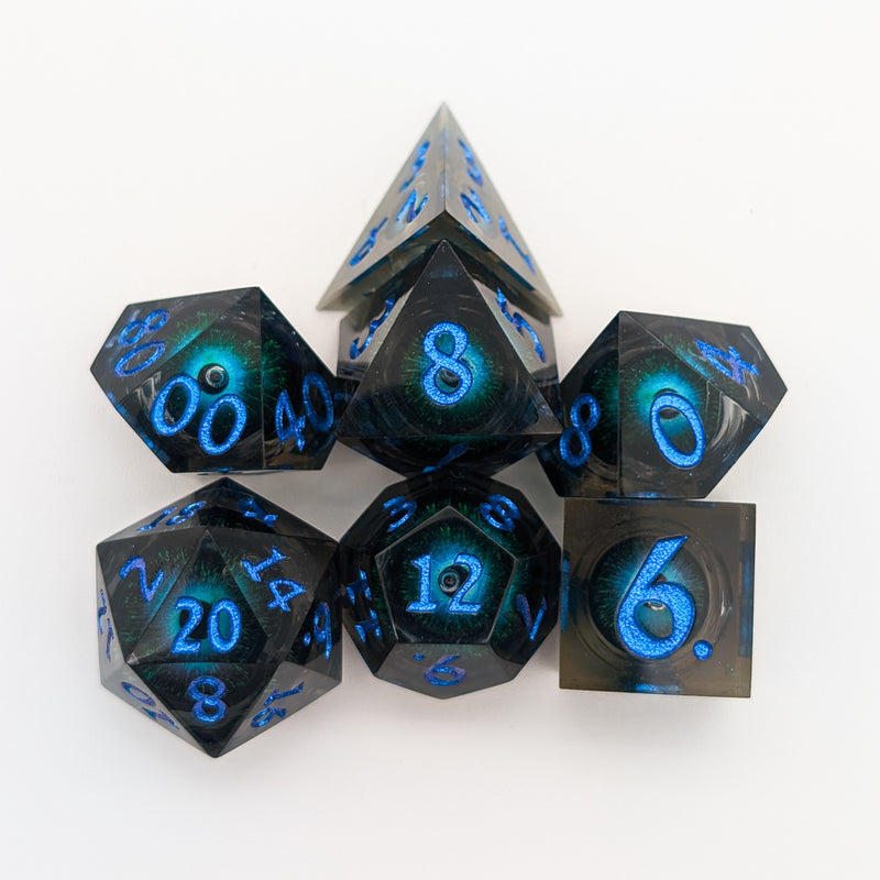 Hydra Eye Blue Liquid Core Dice Set