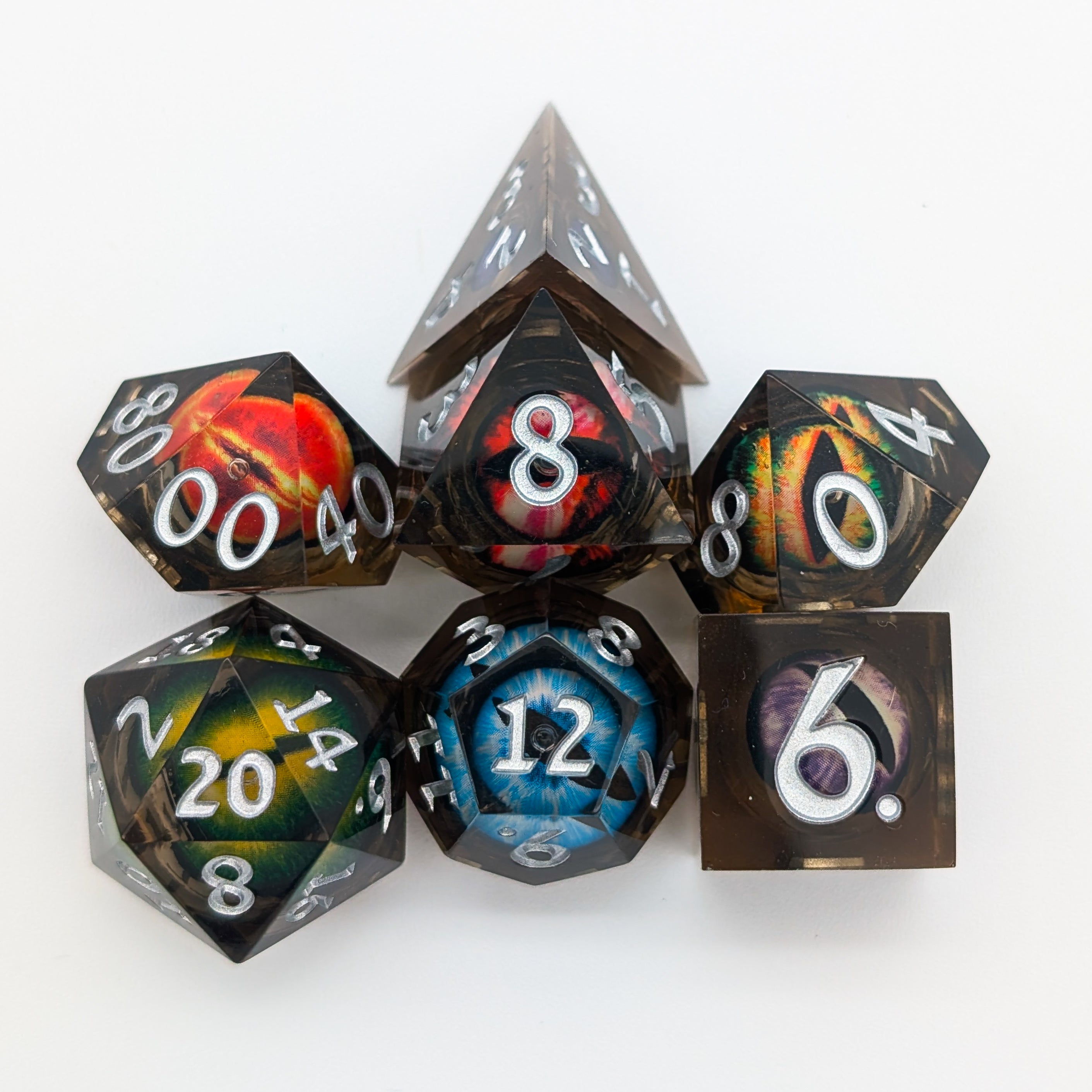 Snake Eye Multi-Coloured Liquid Core Dice Set