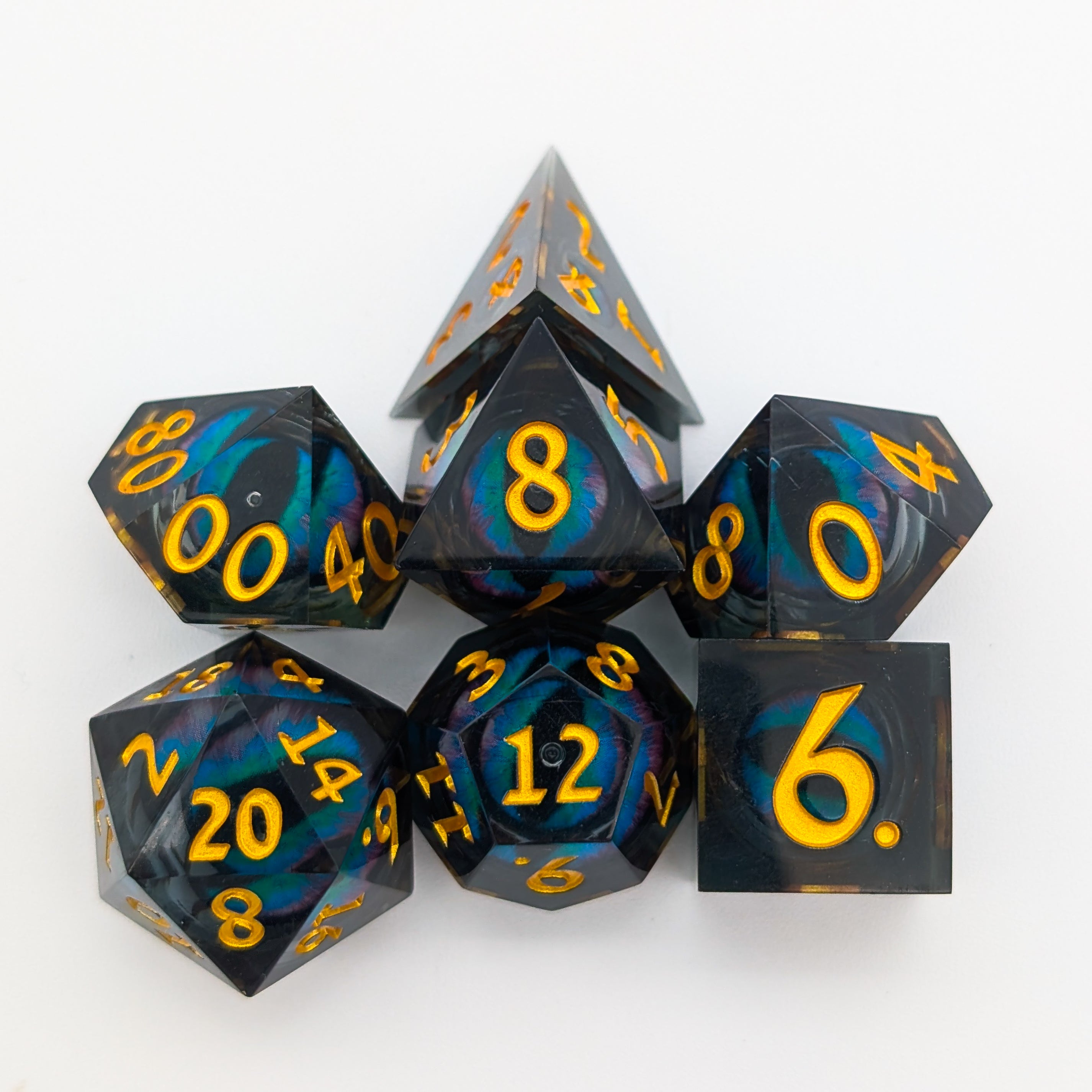 Snake Eye Purple and Blue Liquid Core Dice Set