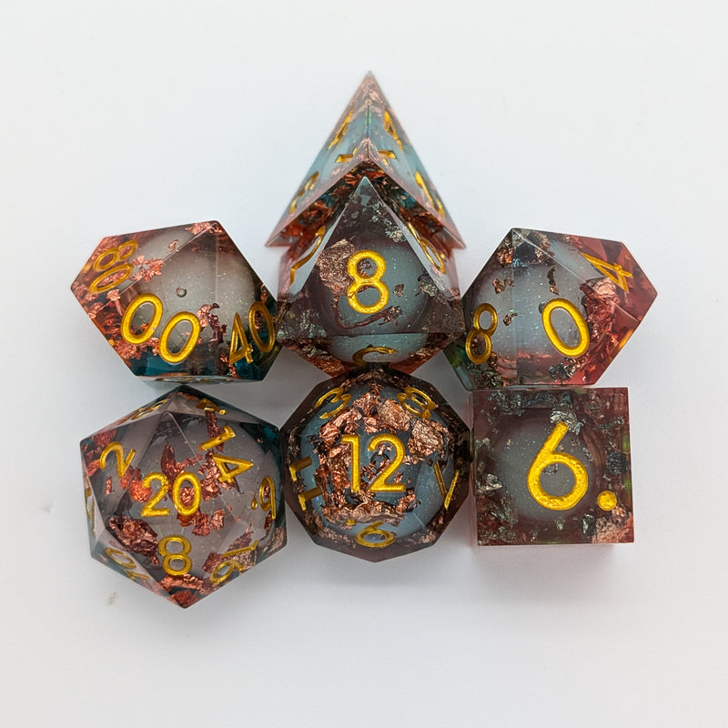 Foil Red and Blue Liquid Core Dice Set
