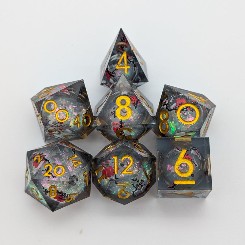 Sakura Moonlight | Blossom Print Liquid Core Dice Set
