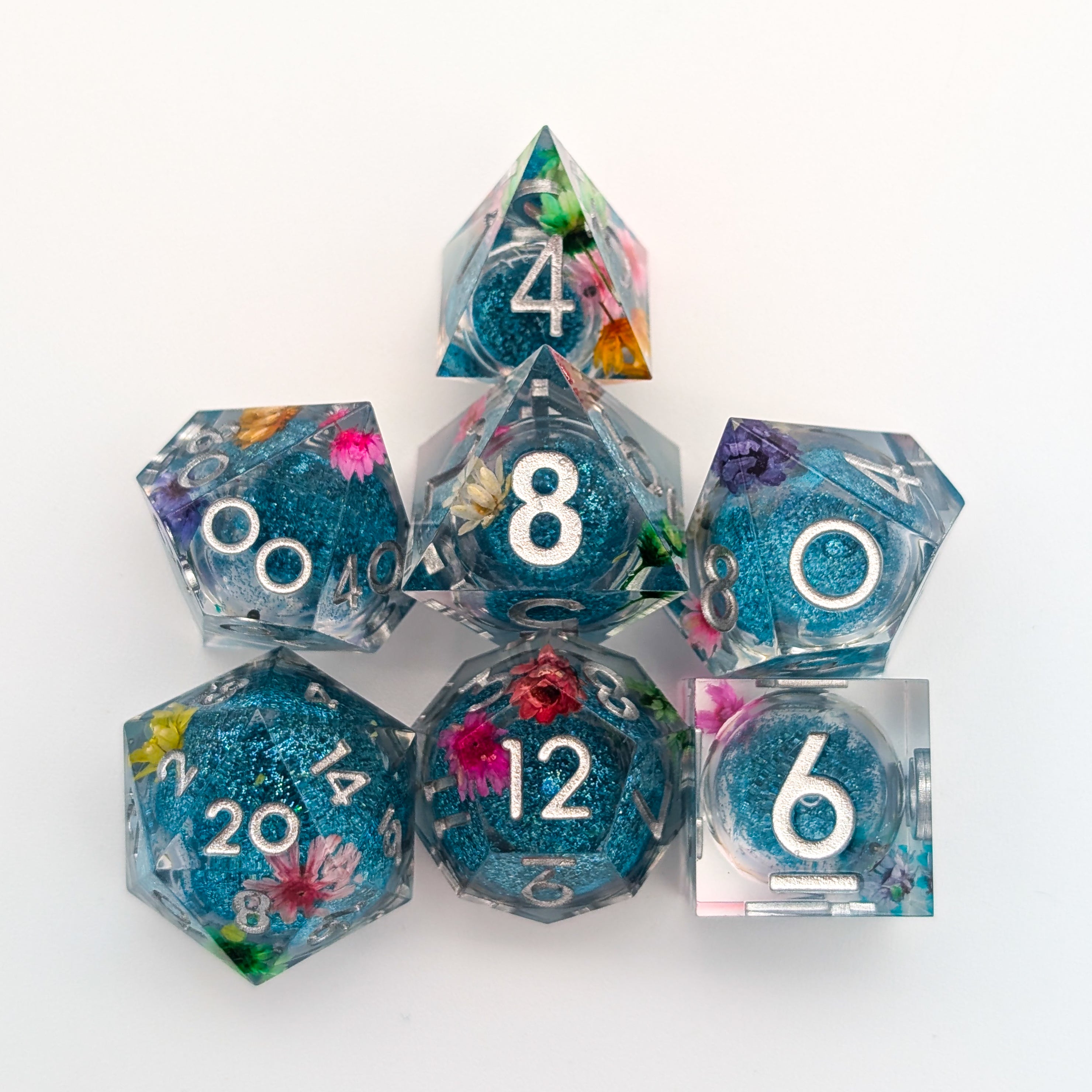 Print Flower Liquid Core Dice Set