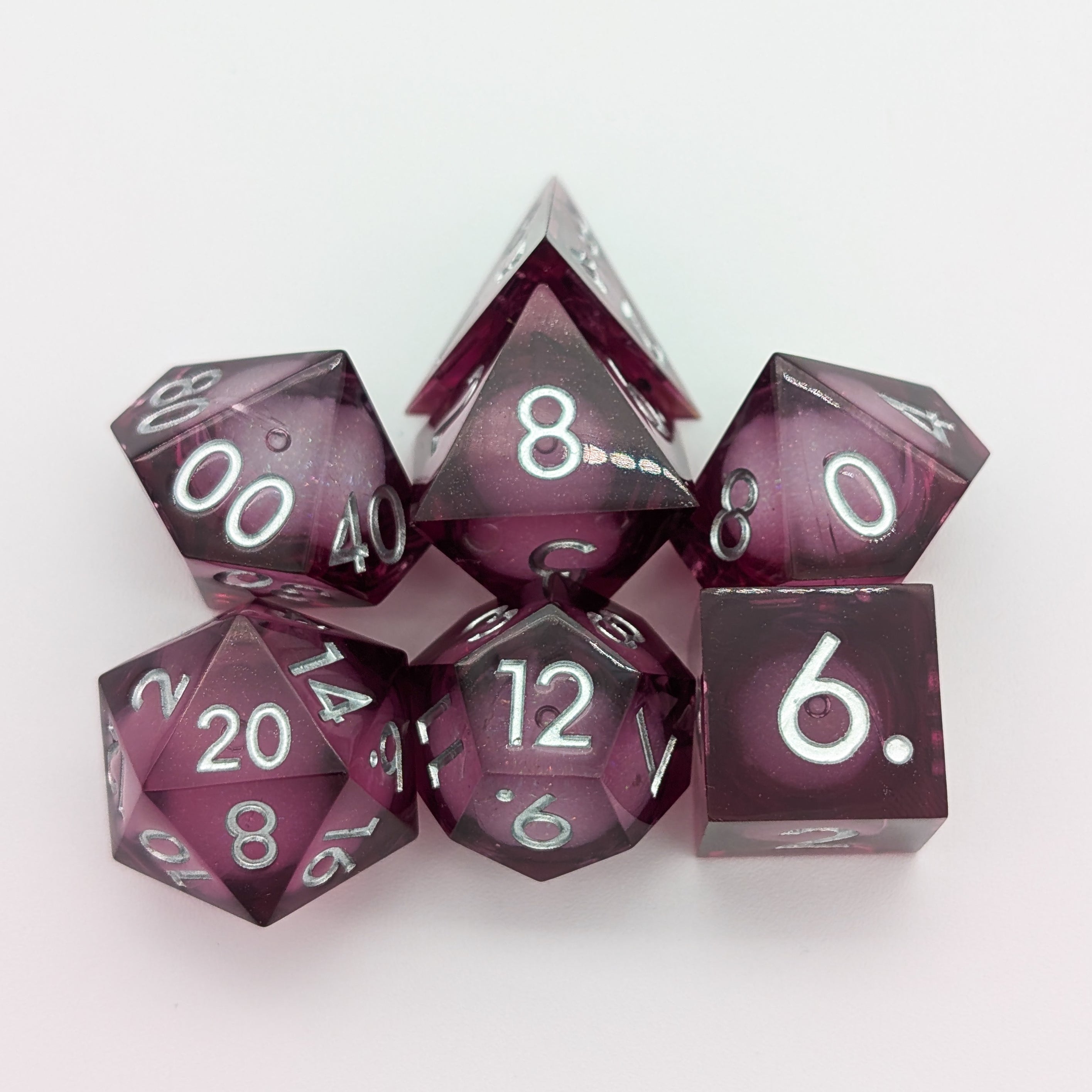 Shimmer Dark Pink Liquid Core Dice Set