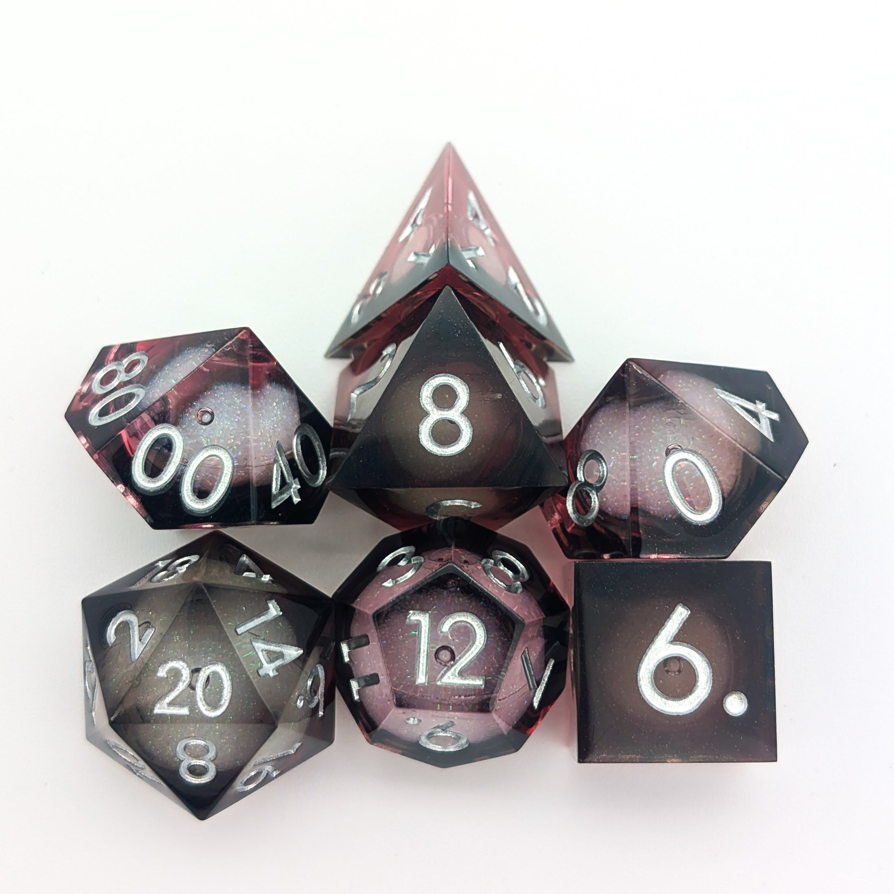 Shimmer Red and Black Liquid Core Dice Set