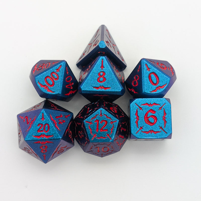 Starfire Invocation | Blue & Red Metal Arcana Dice Set