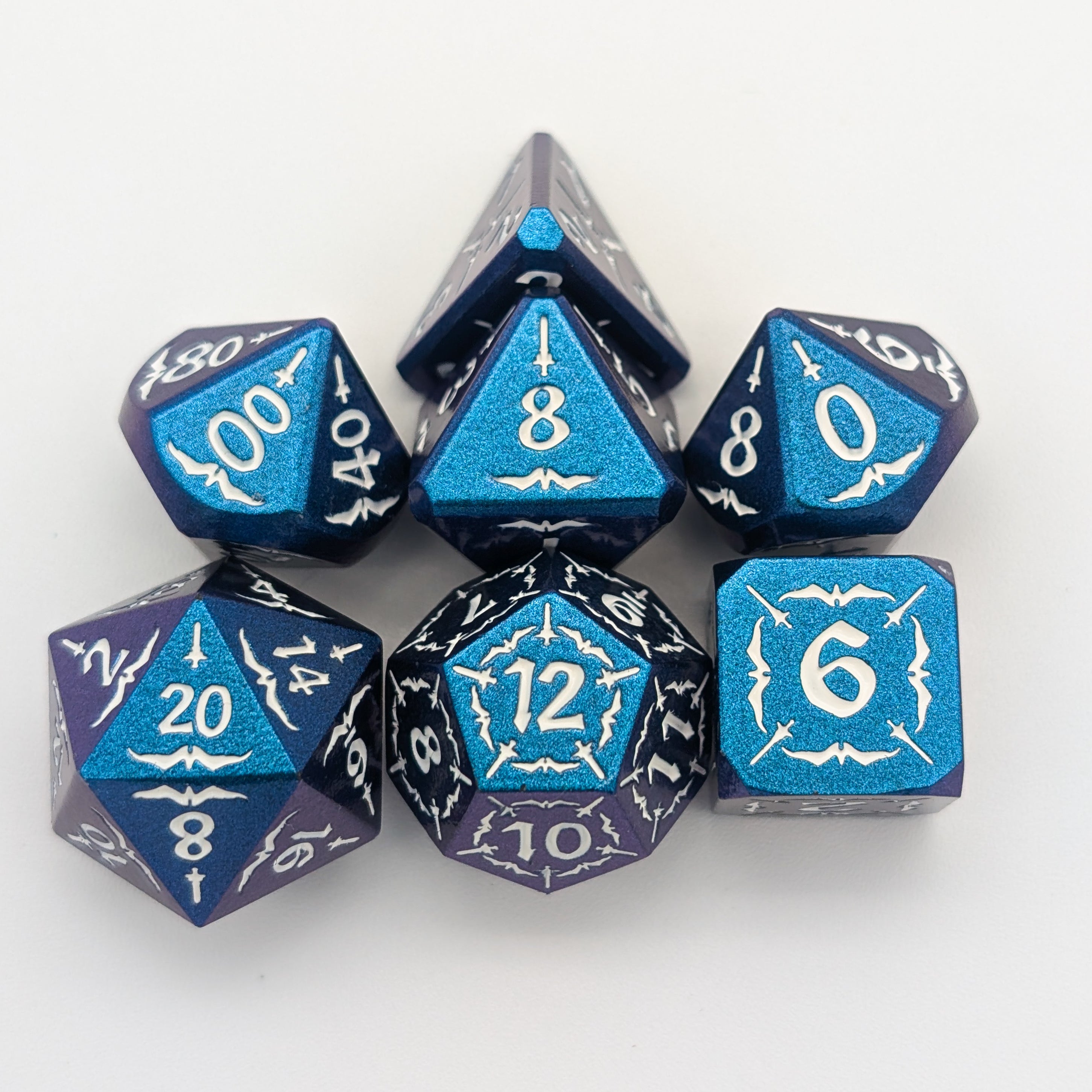 Astral Veil Arcana | Blue & White Metal Arcana Dice Set