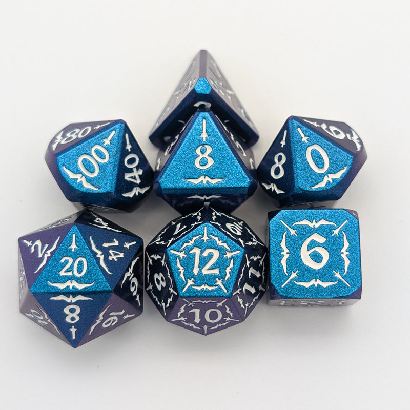 Astral Veil Arcana | Blue & White Metal Arcana Dice Set