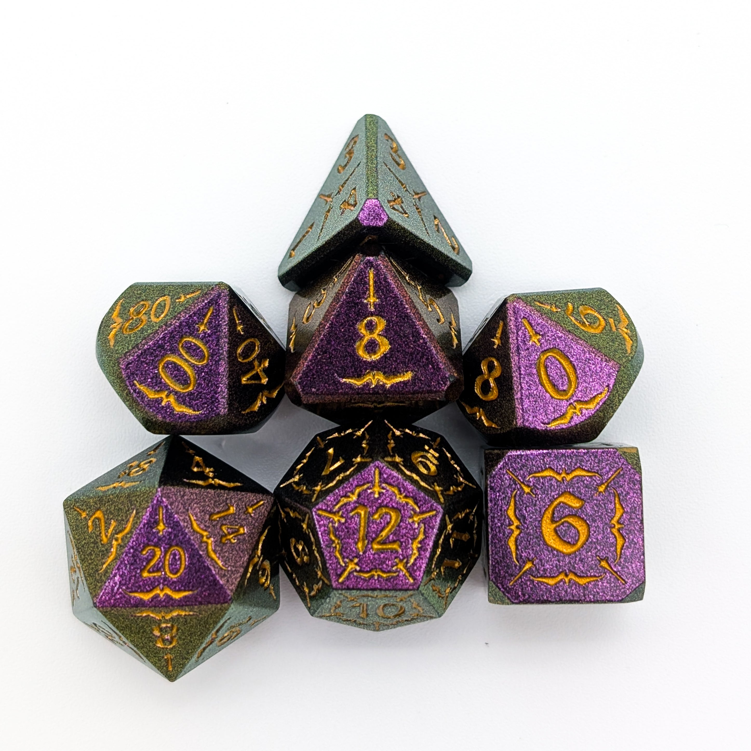 Arcana Purple and Gold Metal Core Dice Set